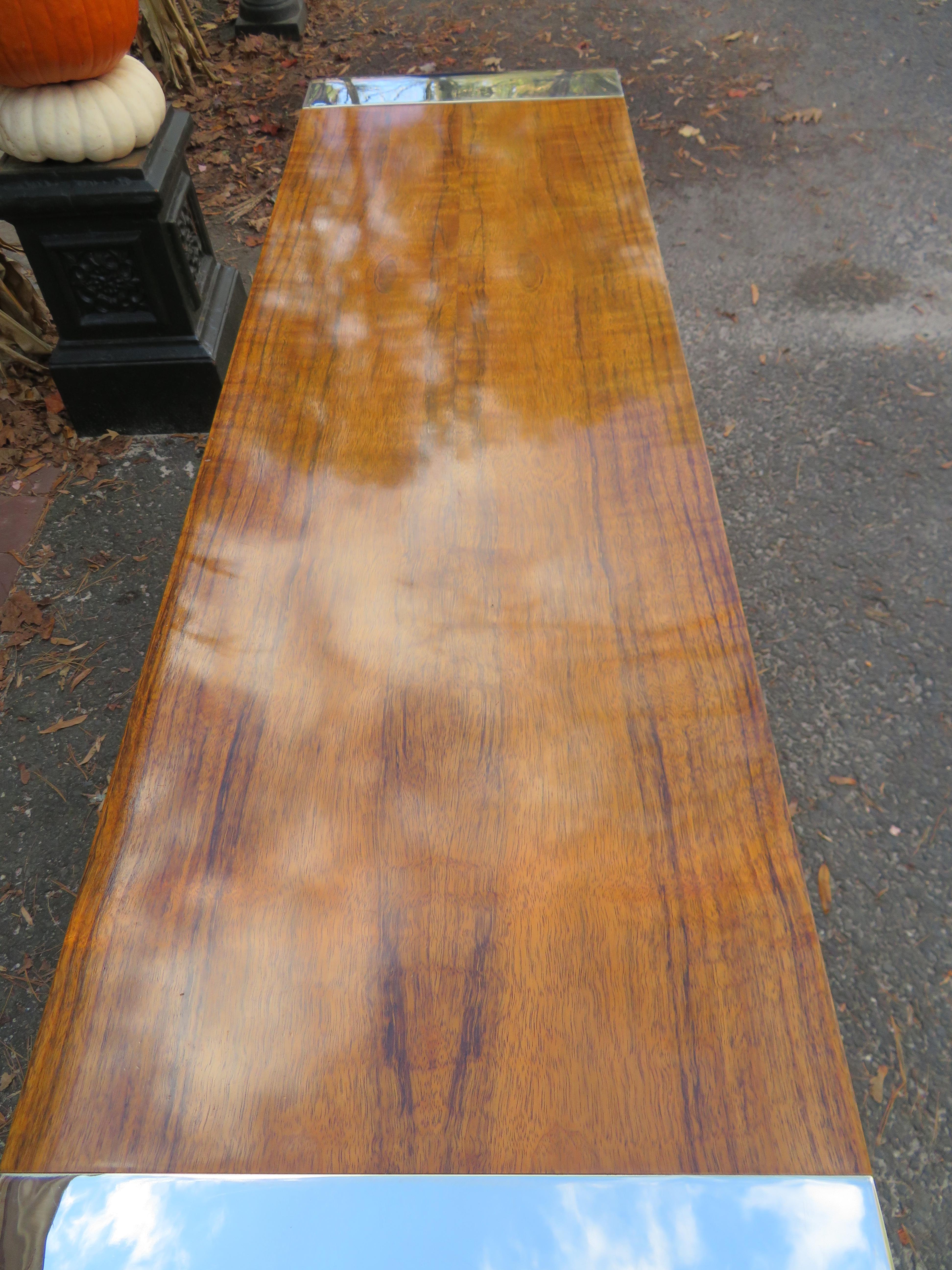 Outstanding Rosewood Pace Collection Chrome Console Table, Mid-Century Modern In Good Condition In Pemberton, NJ