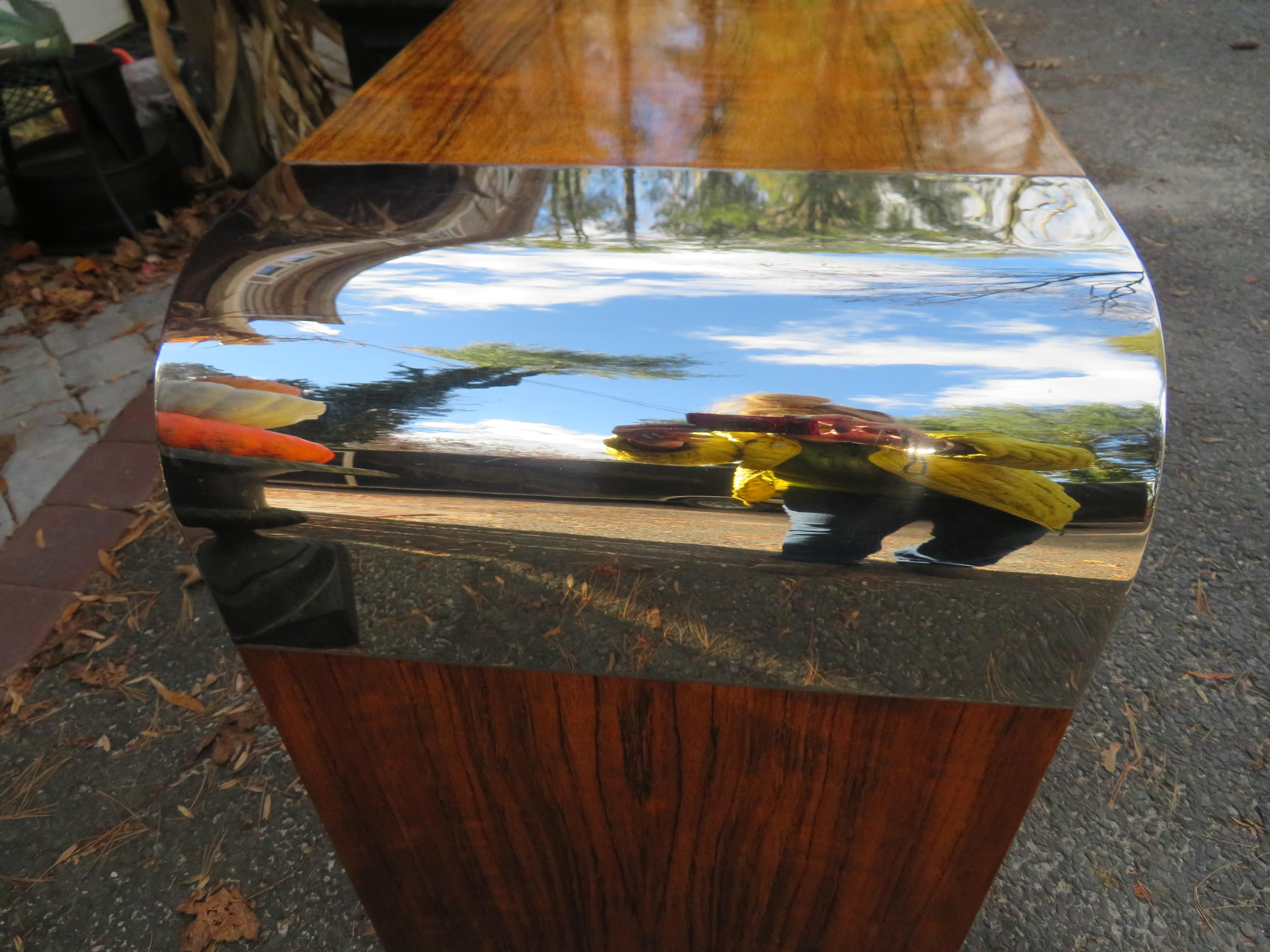 Late 20th Century Outstanding Rosewood Pace Collection Chrome Console Table, Mid-Century Modern