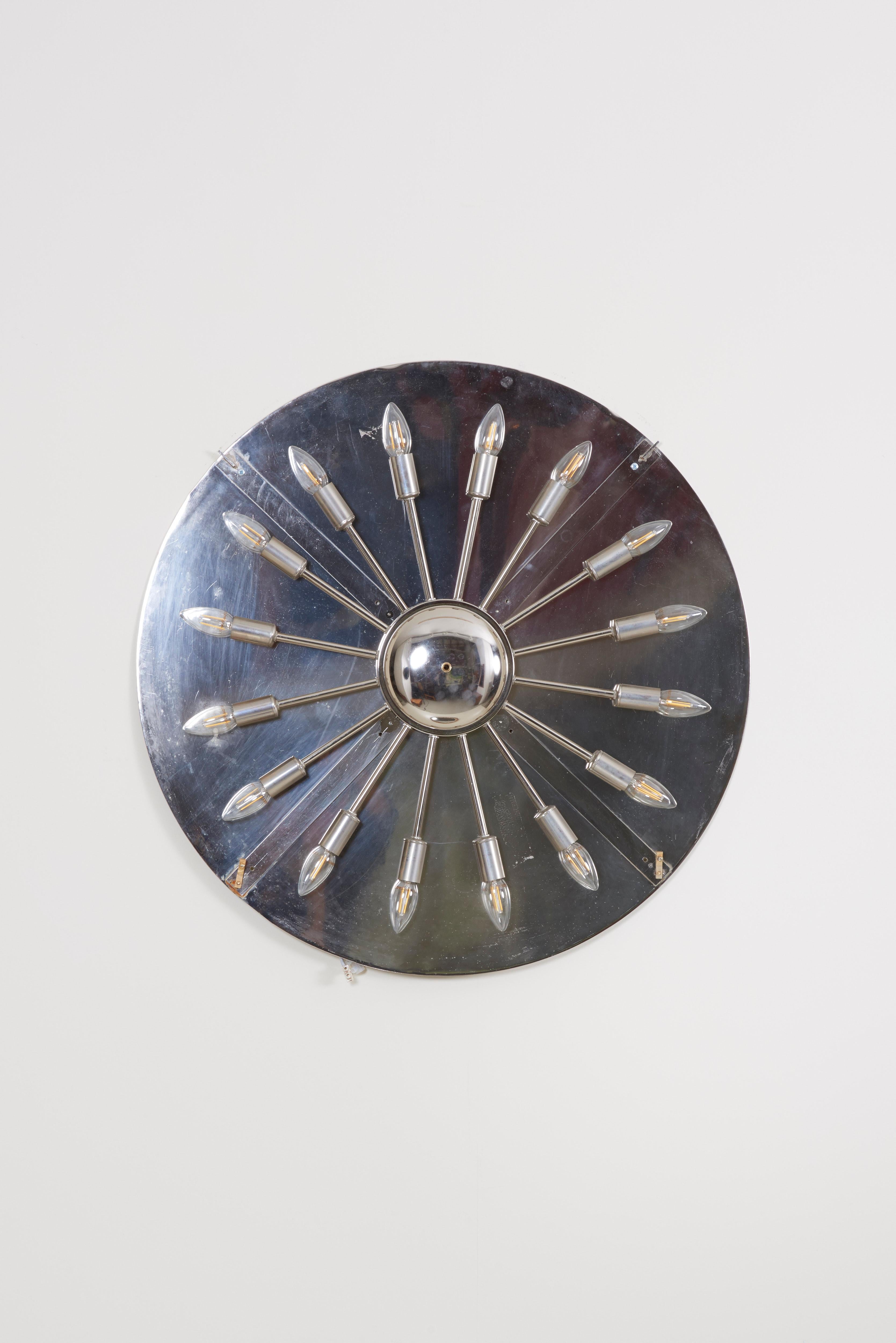 Outstanding Round Illuminated Palwa Crystal Glass Mirror, Model S104W 8