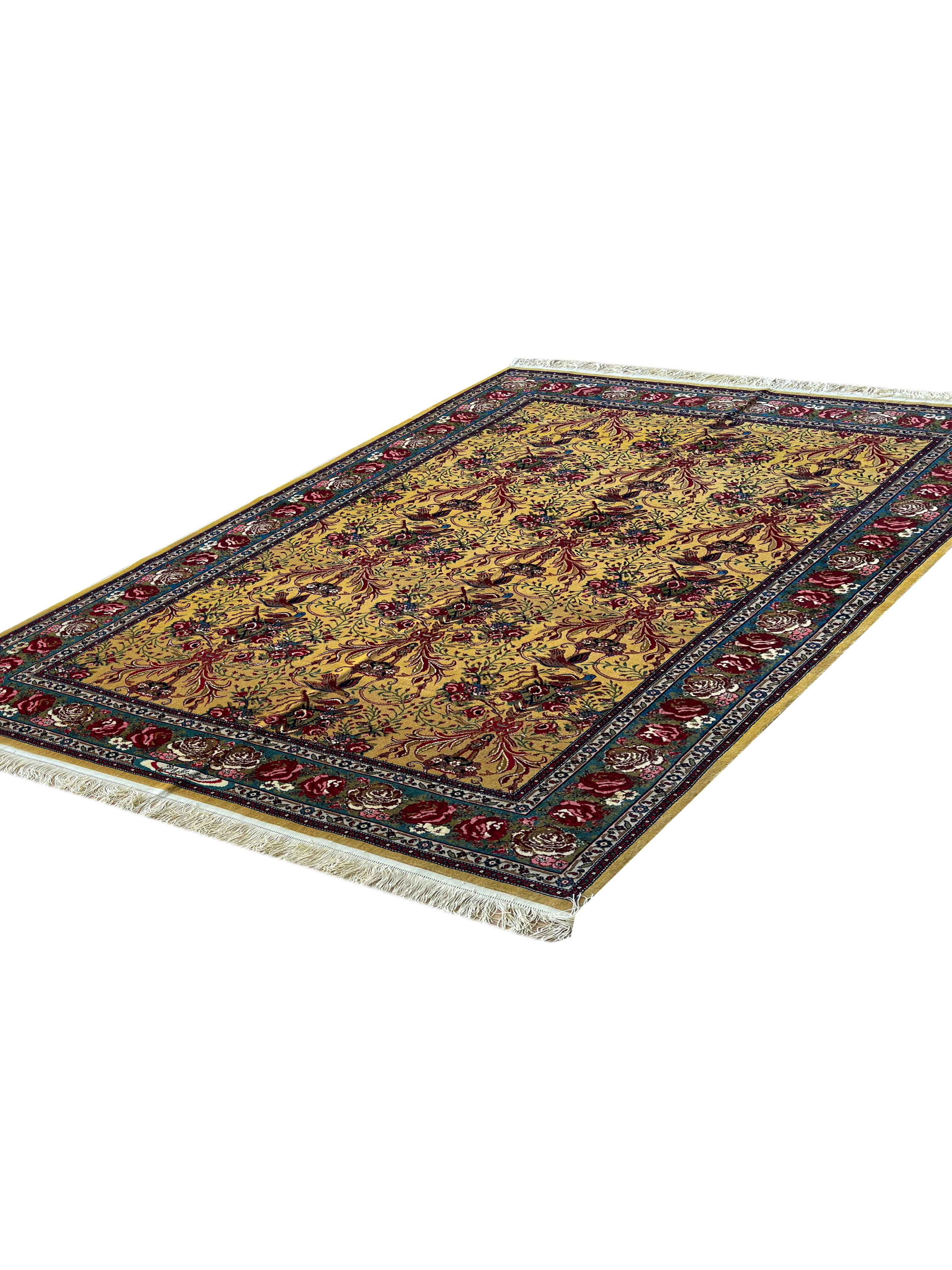 Outstanding Rug, All Over Paradise Carpet, Handwoven Gold Rug In Excellent Condition For Sale In Hampshire, GB
