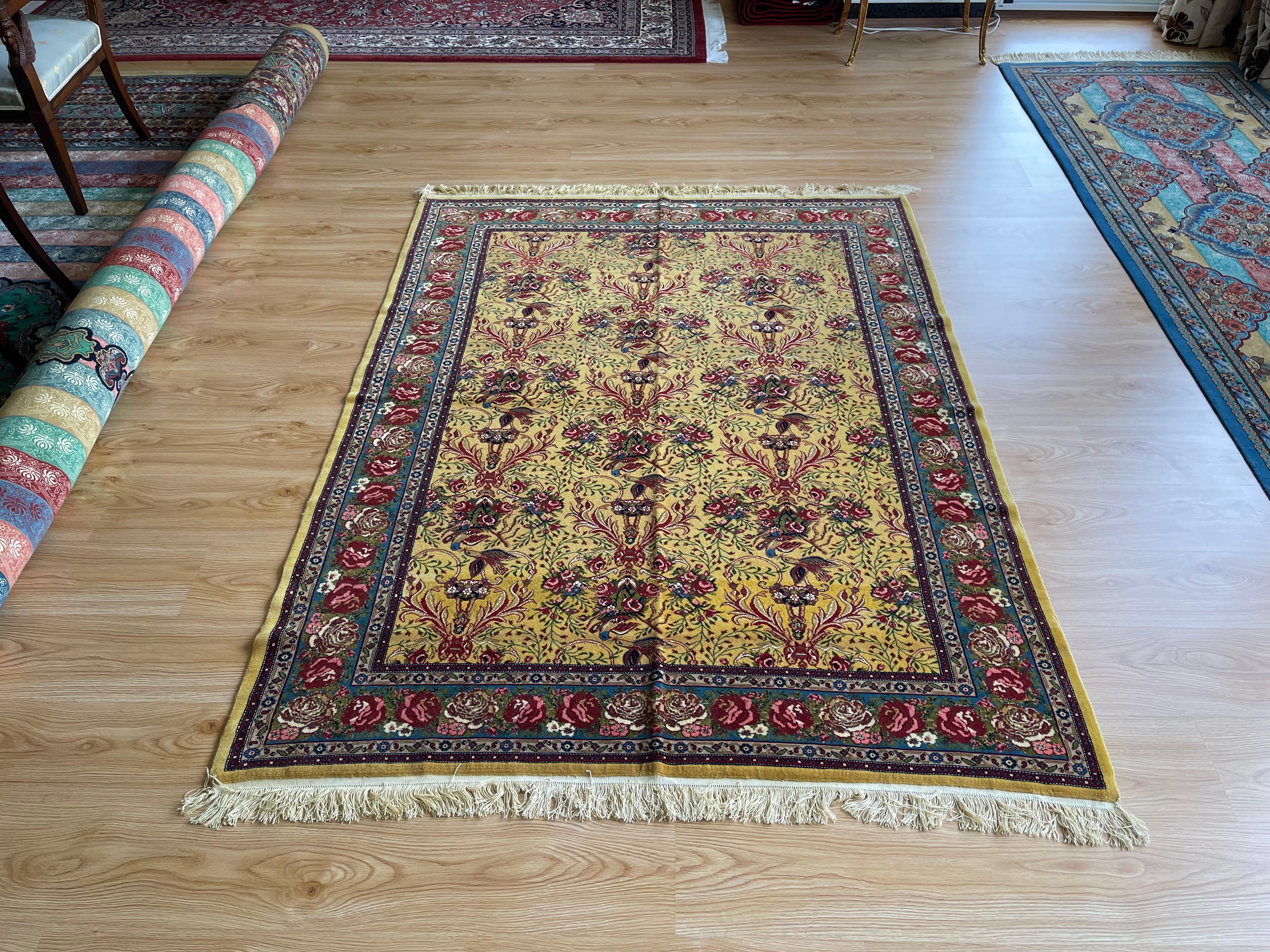 Outstanding Rug, All Over Paradise Carpet, Handwoven Gold Rug For Sale 3