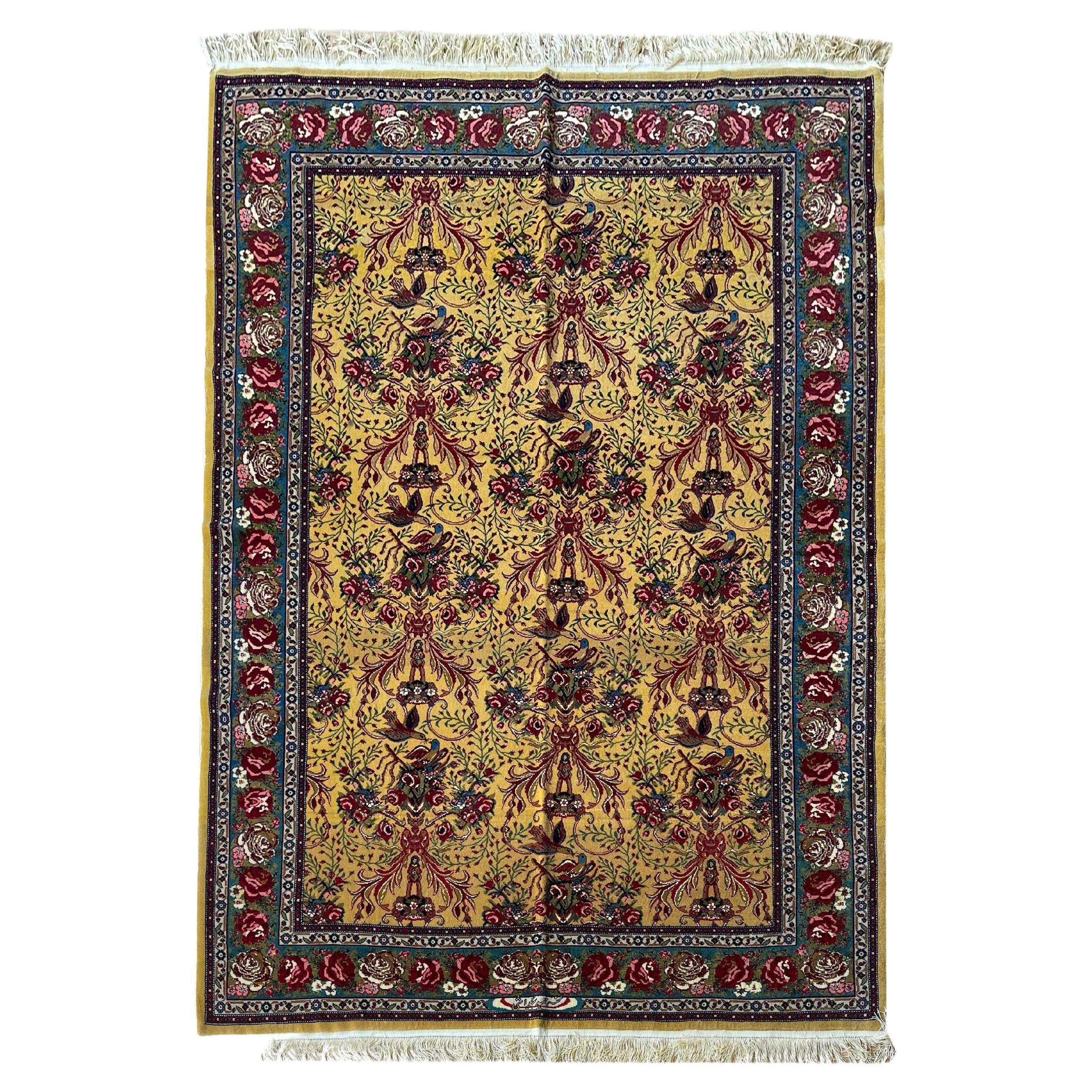 Outstanding Rug, All Over Paradise Carpet, Handwoven Gold Rug For Sale