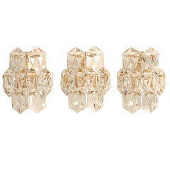 Outstanding Set of 3 Matching Vintage "Kalmar" Austrian Crystal Wall Sconces