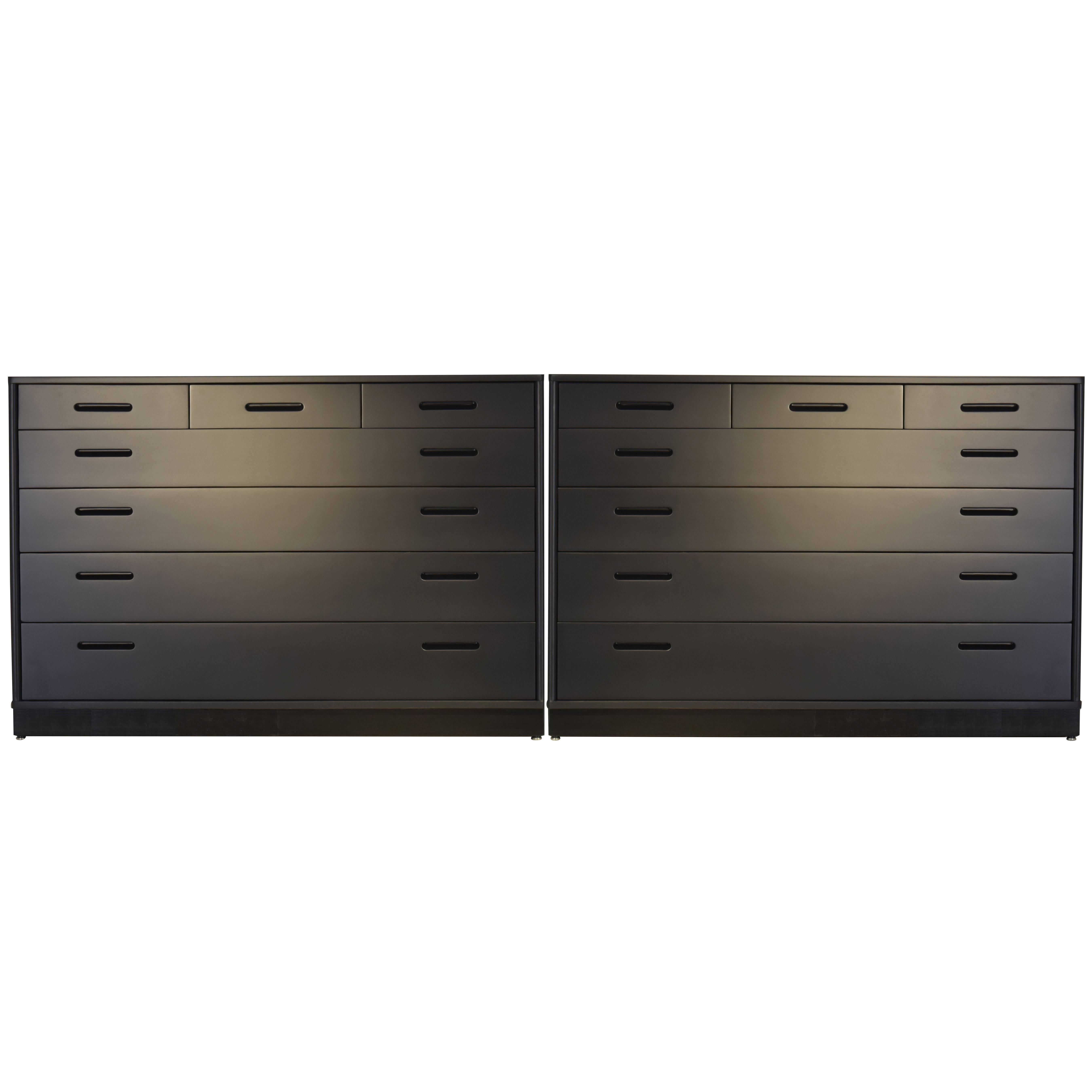 Outstanding Set of Dressers by Edward Wormley for Dunbar in Black Lacquer