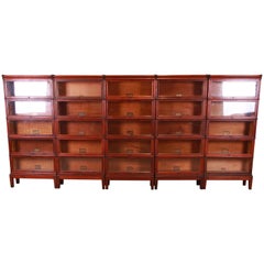 Antique Outstanding Set of Five Globe Wernicke Mahogany Barrister Bookcases, Circa 1890s