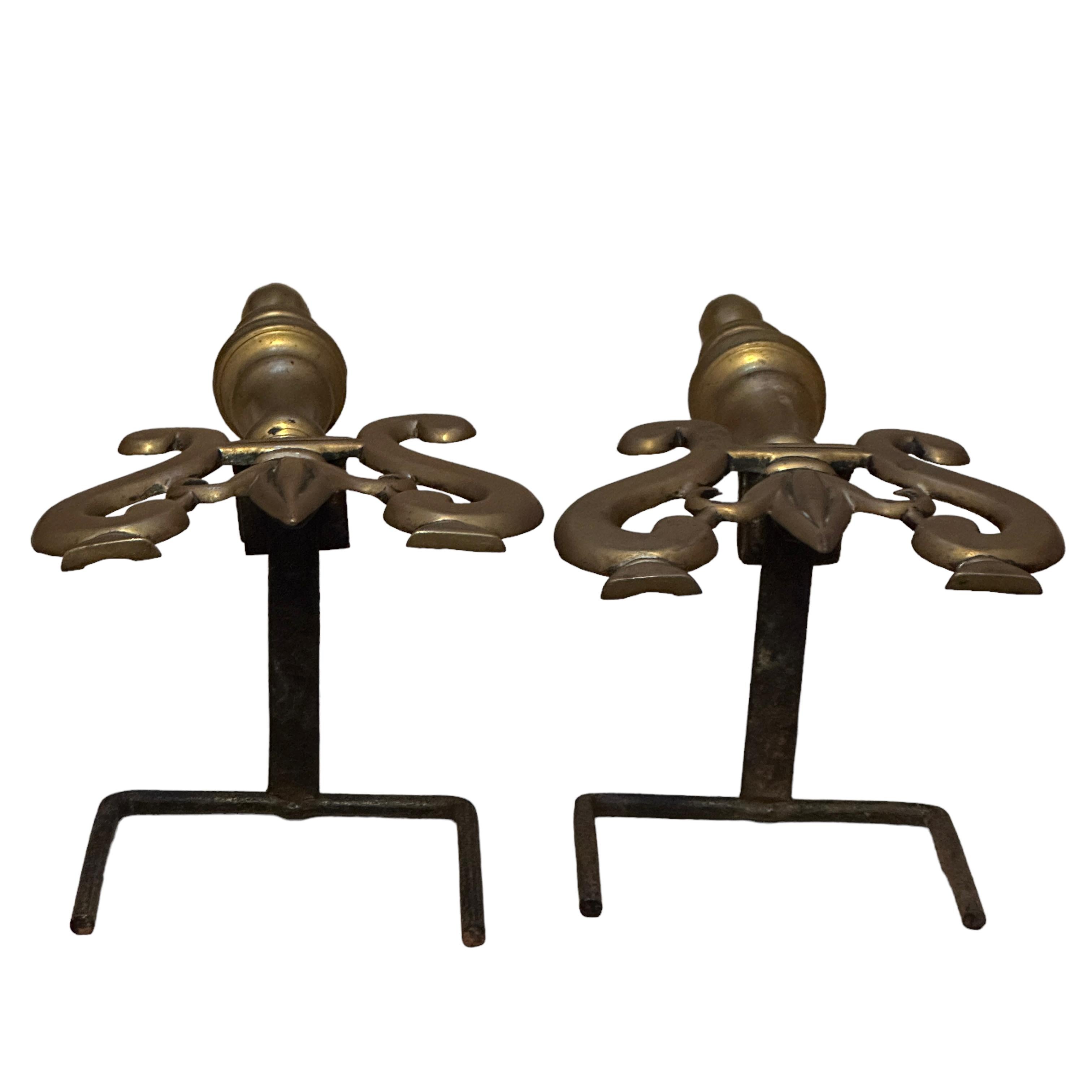Outstanding Set of French Andirons, Antique 1900s For Sale 3