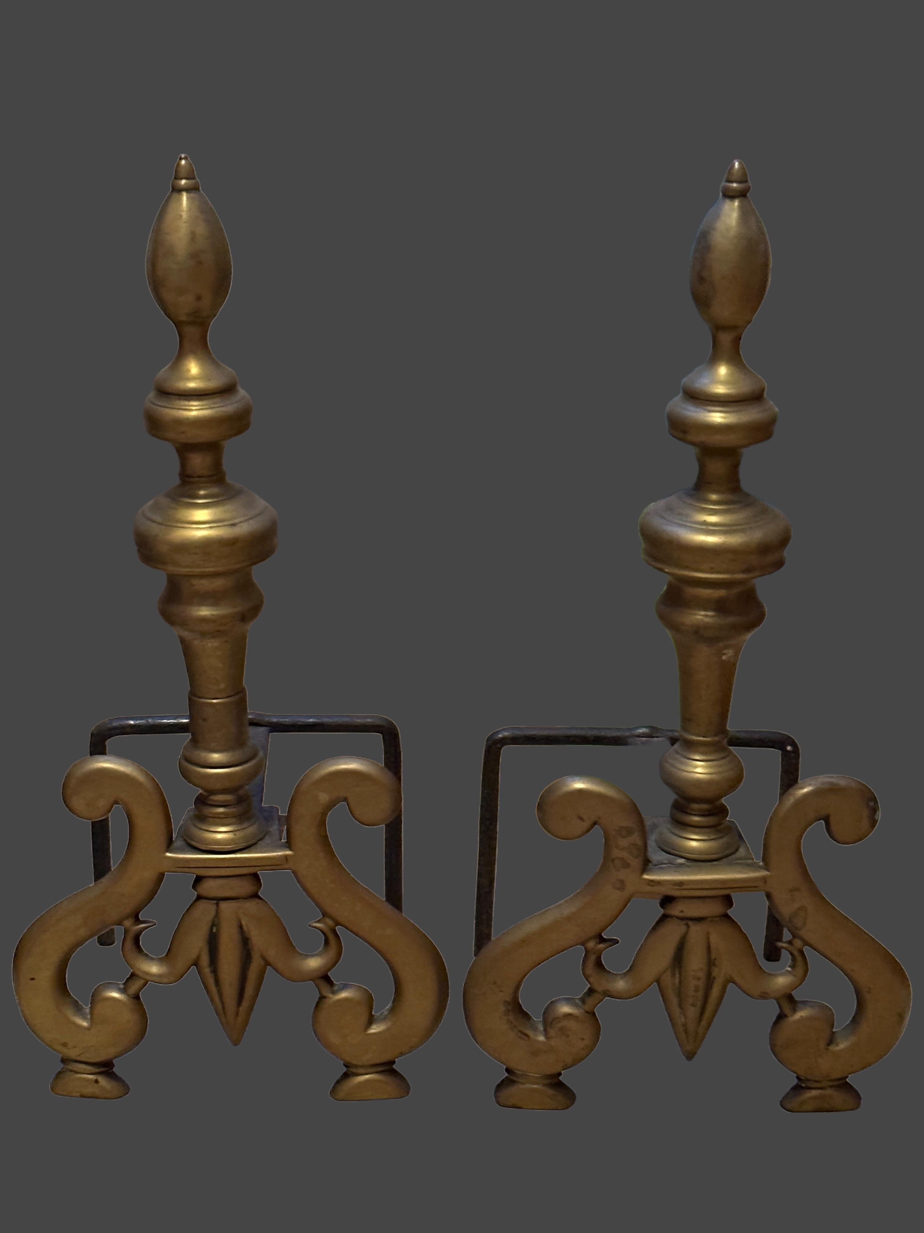 Outstanding Set of French Andirons, Antique 1900s For Sale 4