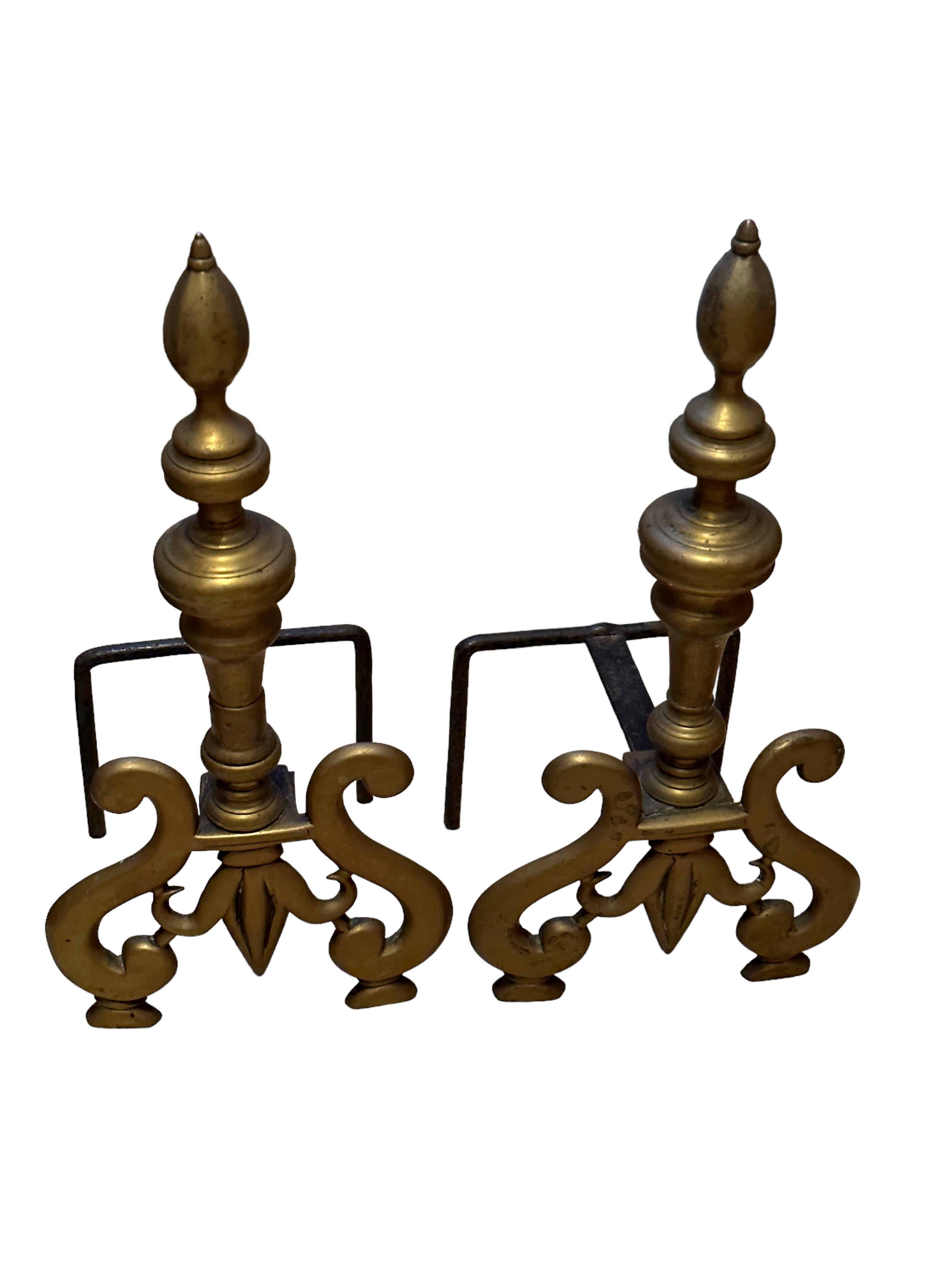 antique brass french andirons