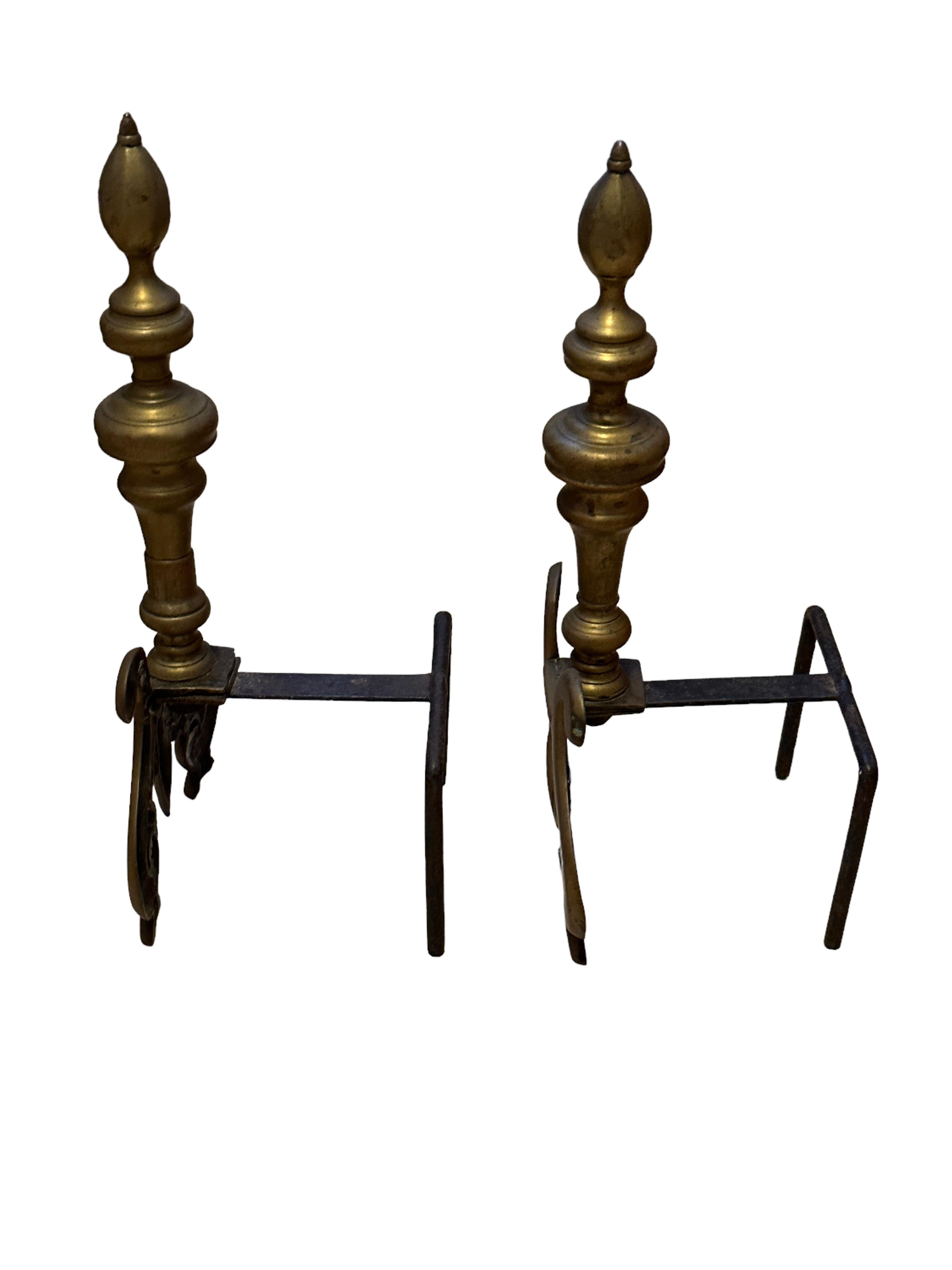 19th Century Outstanding Set of French Andirons, Antique 1900s For Sale