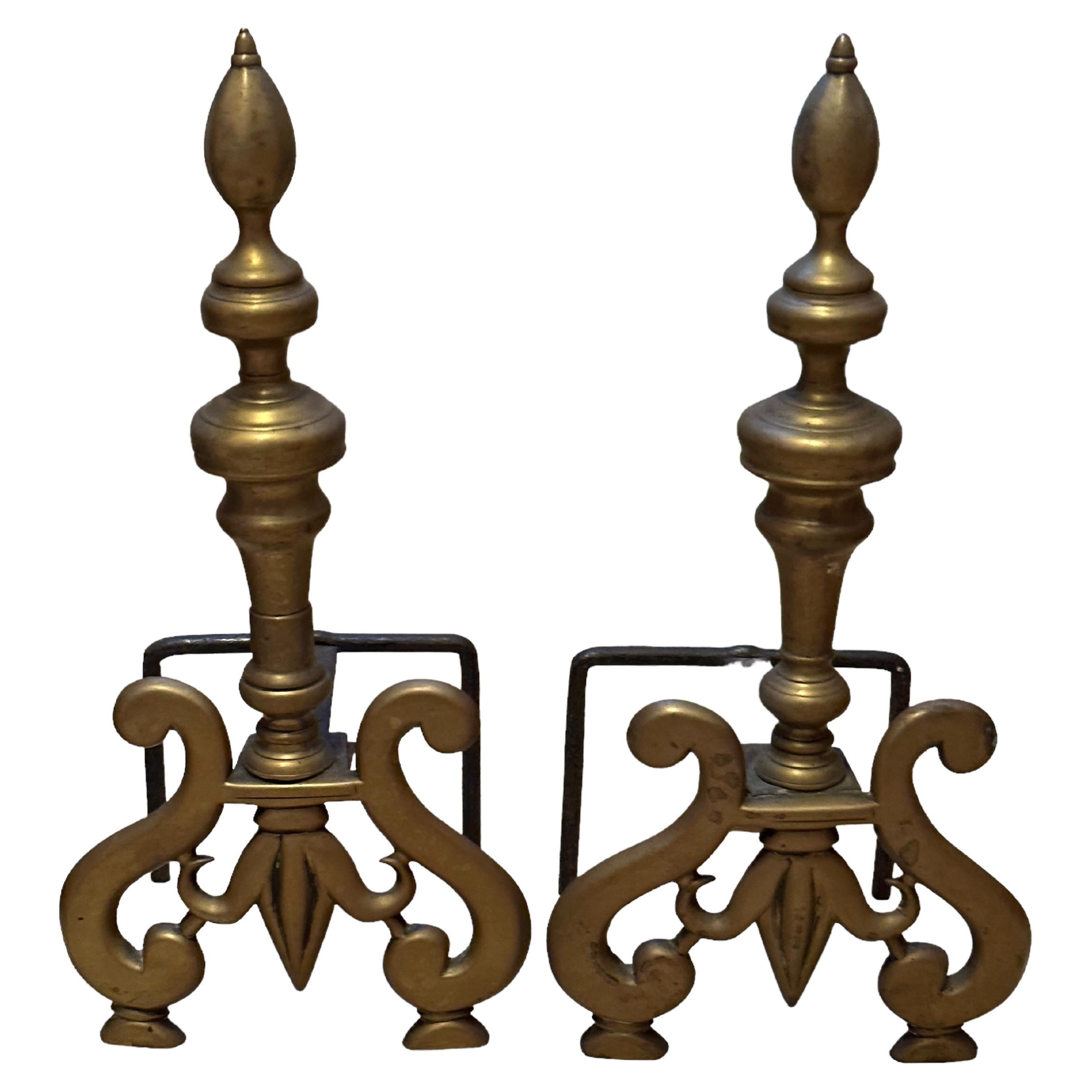 Outstanding Set of French Andirons, Antique 1900s For Sale