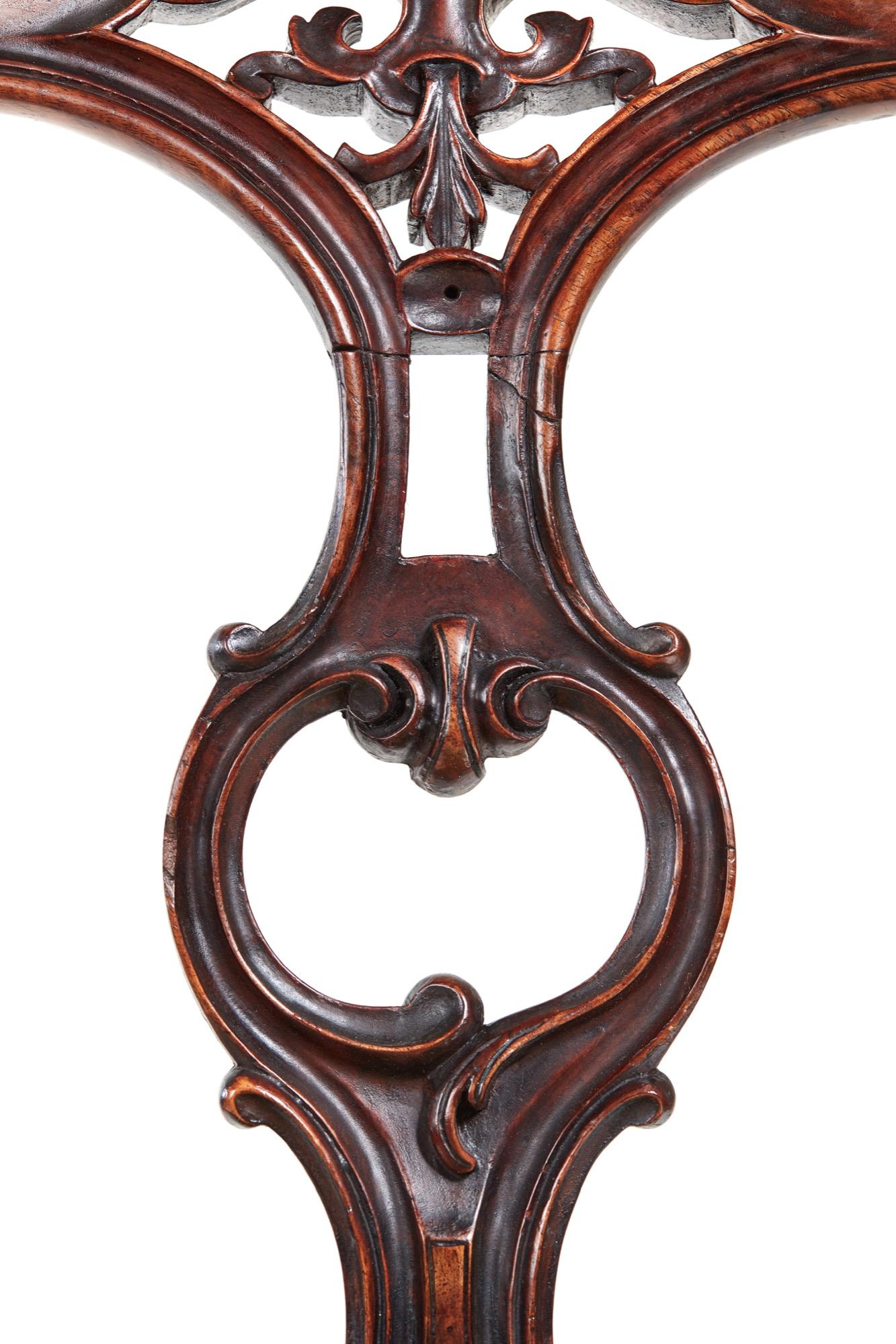 Carved Outstanding Set of Six 19th Century Victorian Walnut Dining Chairs