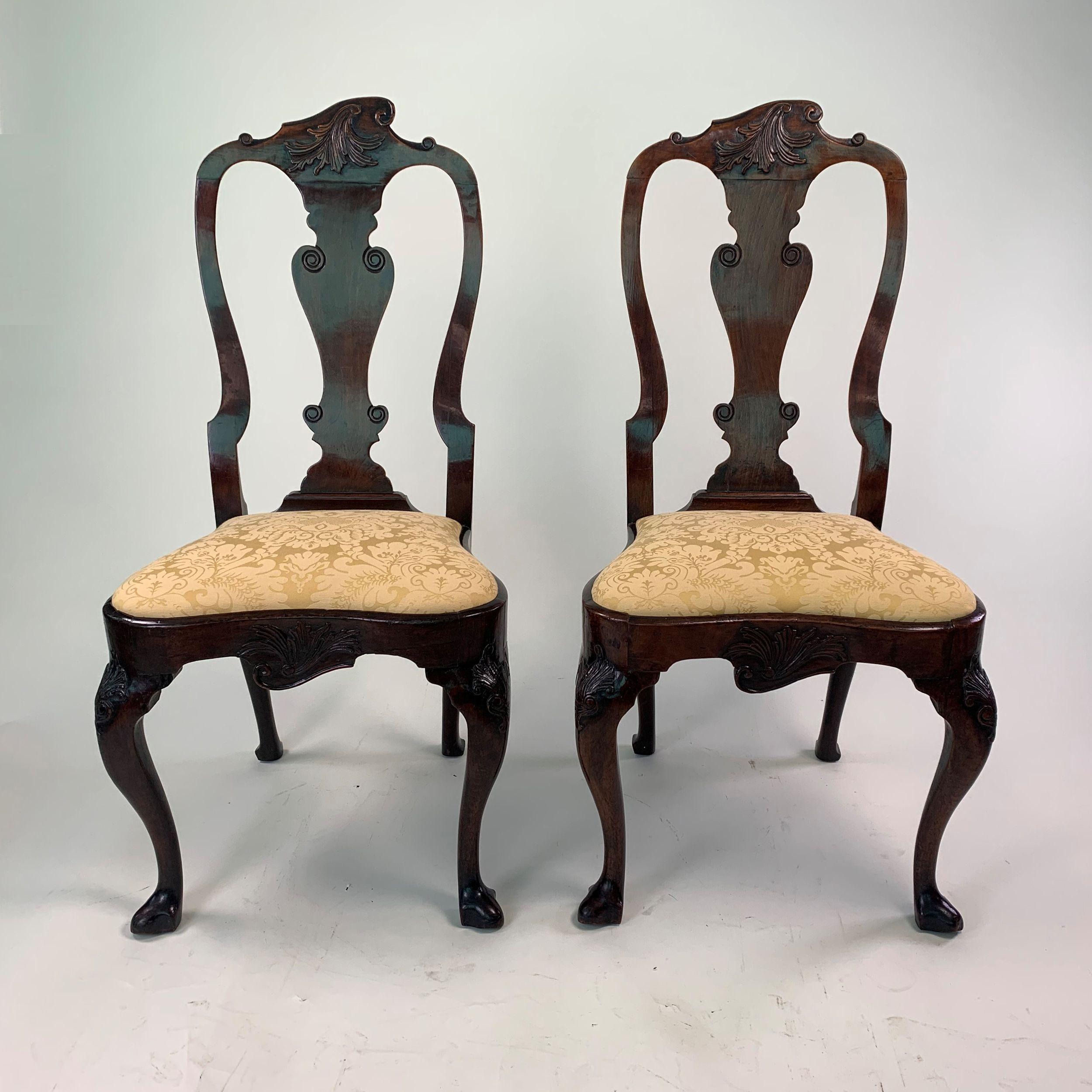 Outstanding Set of Six George II Walnut Dining Chairs For Sale 3