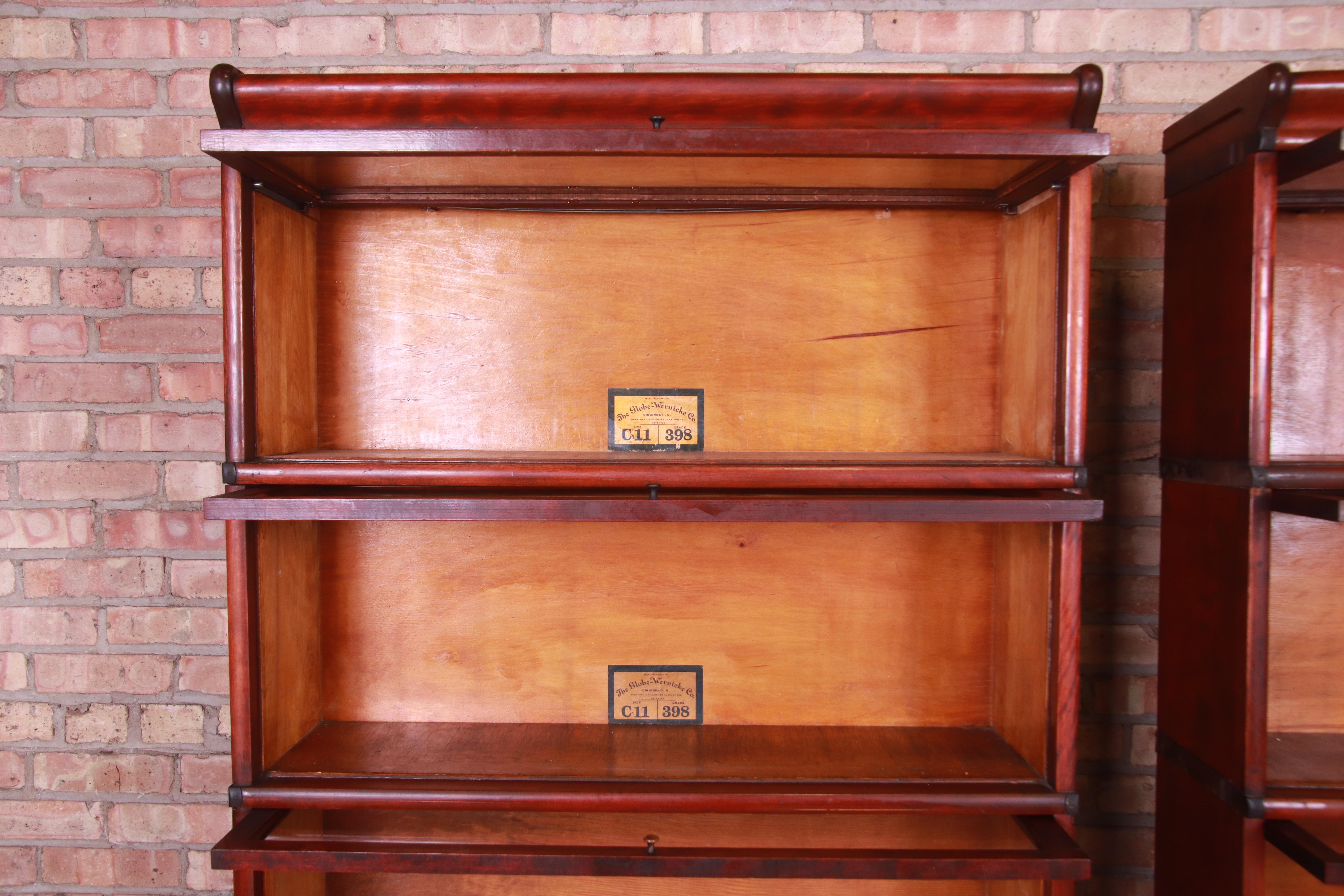 Outstanding Set of Ten Globe Wernicke Mahogany Barrister Bookcases, circa 1890s 3