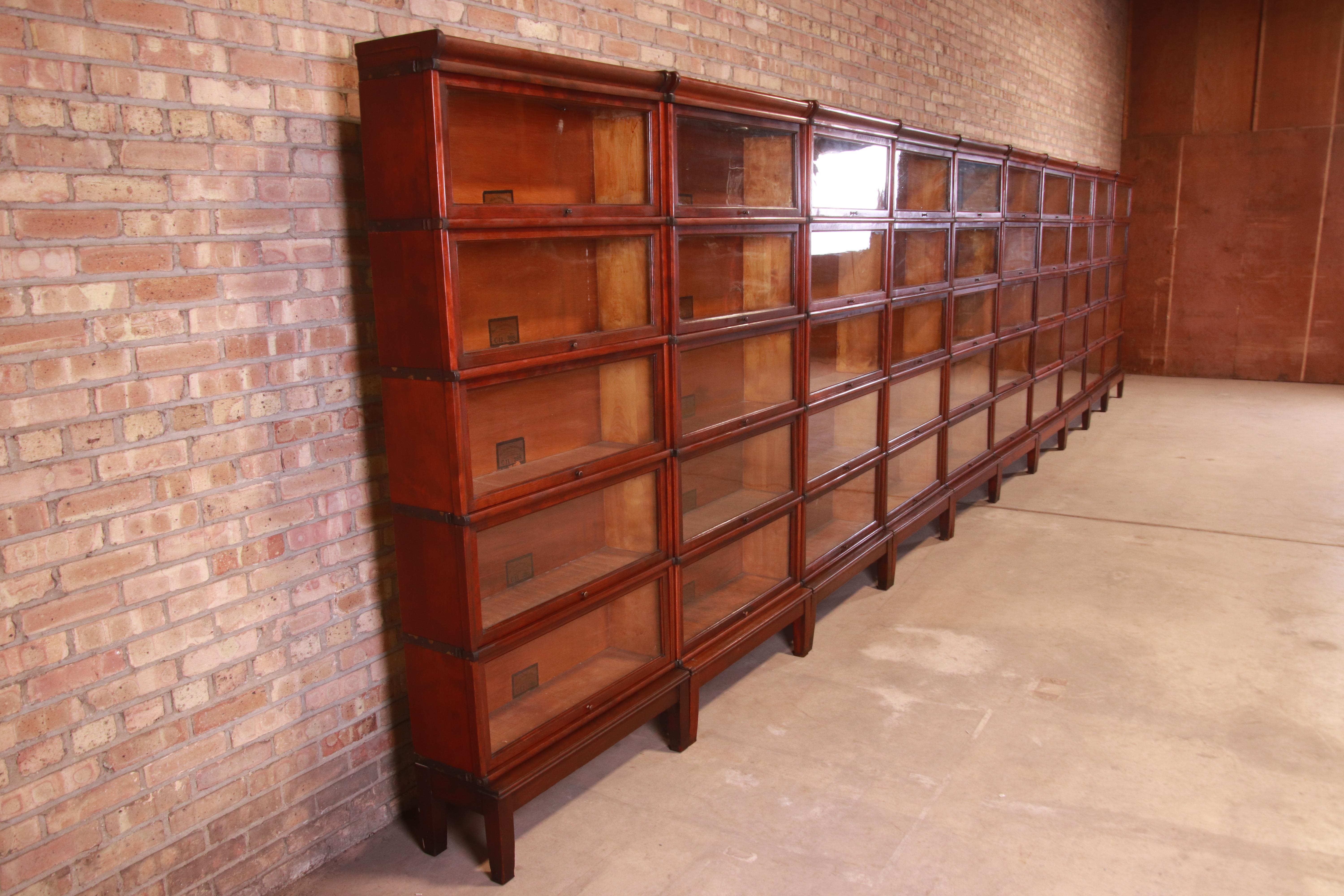 American Outstanding Set of Ten Globe Wernicke Mahogany Barrister Bookcases, circa 1890s