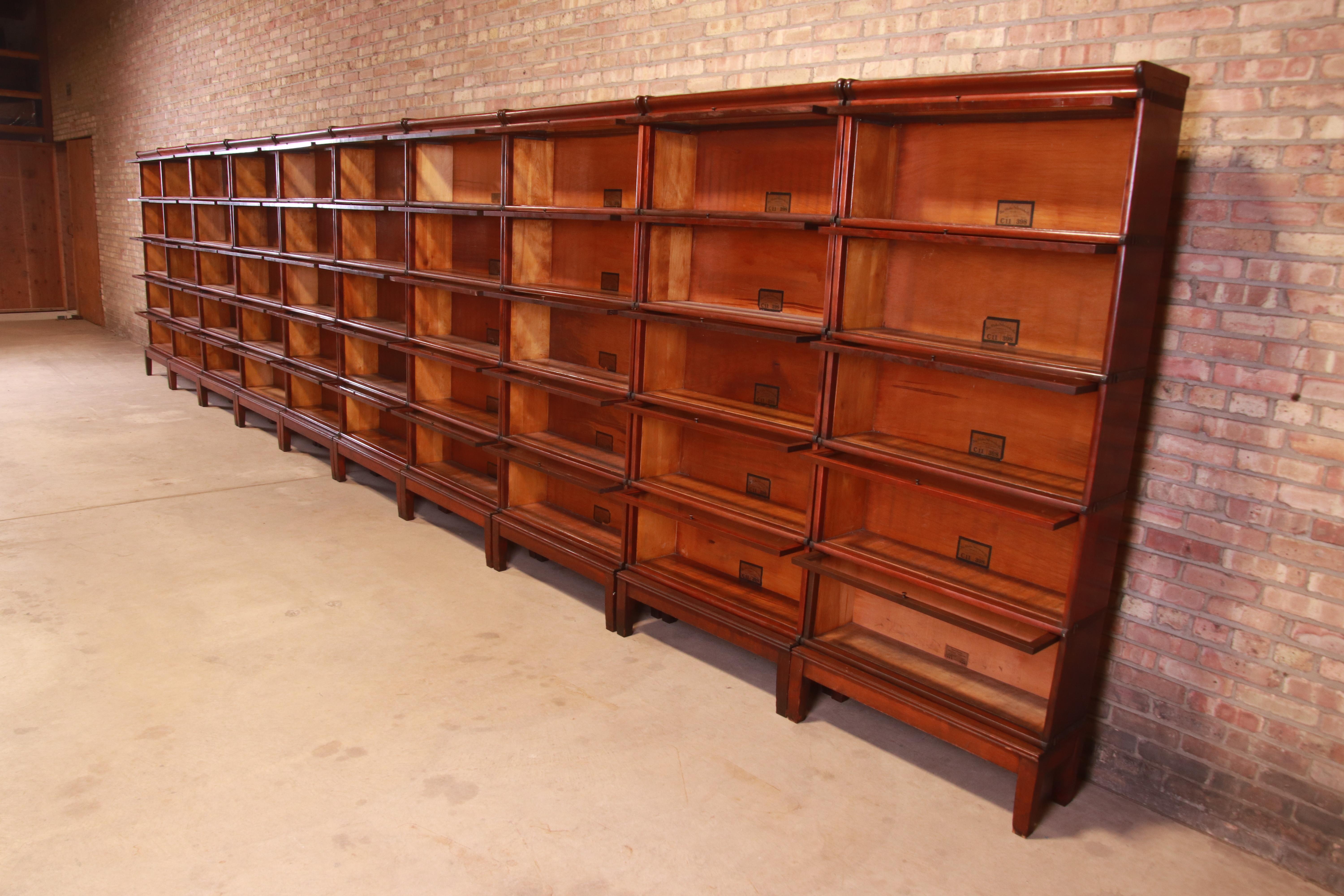 20th Century Outstanding Set of Ten Globe Wernicke Mahogany Barrister Bookcases, circa 1890s