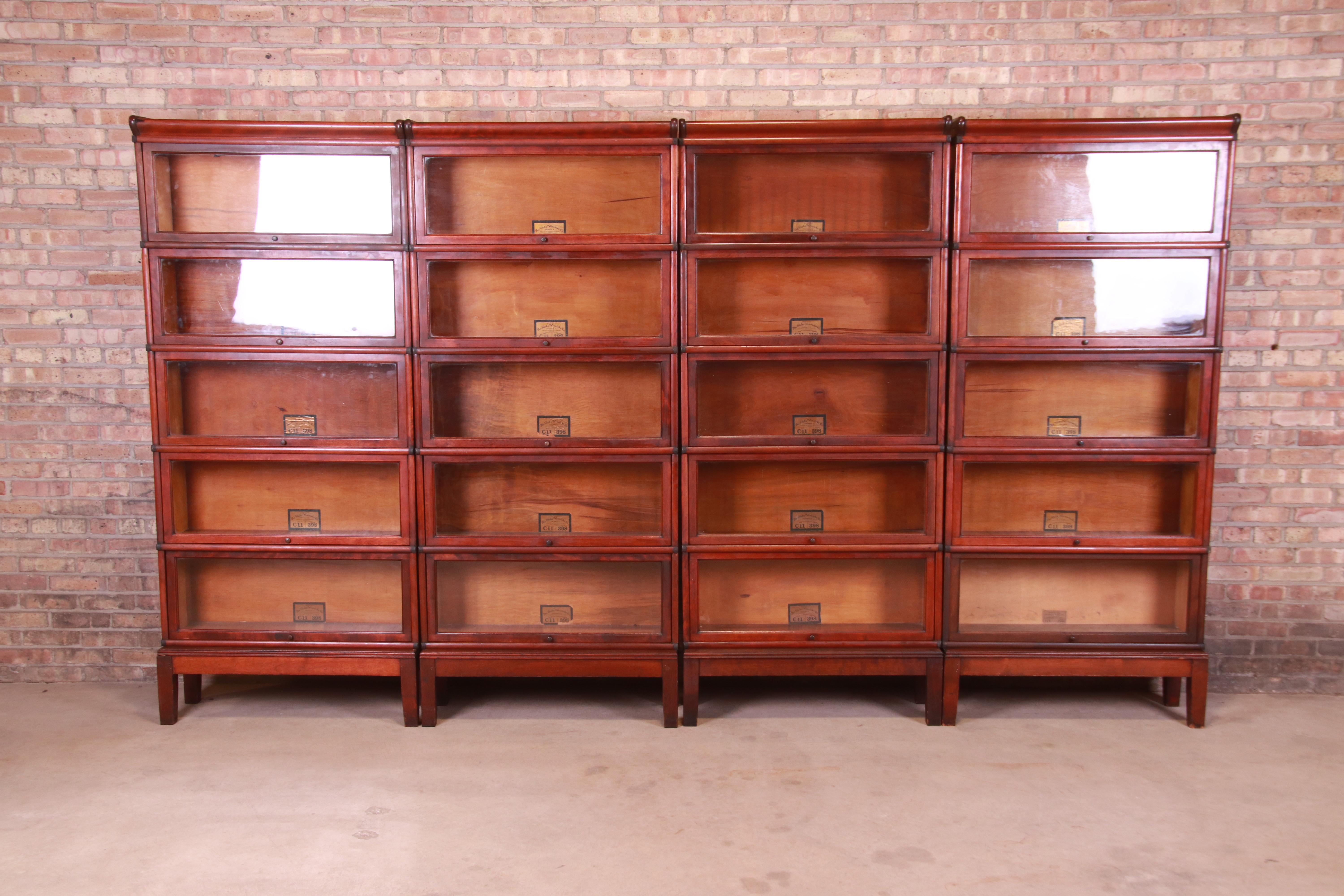 Outstanding Set of Ten Globe Wernicke Mahogany Barrister Bookcases, circa 1890s 1
