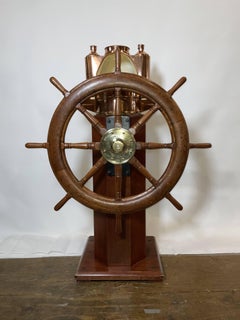 Outstanding Ship's Binnacle Mounted with a Ship's Wheel