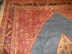 Outstanding Sky Blue Antique Bakshaish Carpet with Sun Yellow Central Diamond
