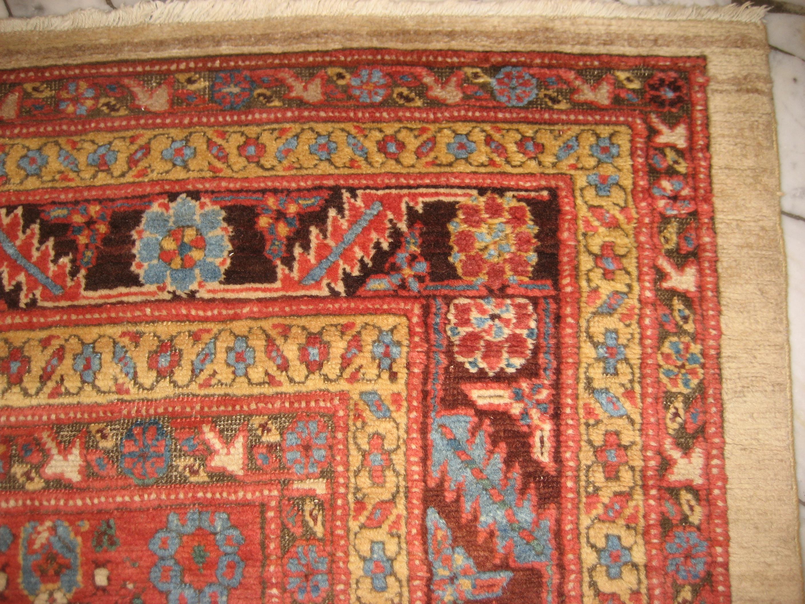 Late 19th Century Outstanding Sky Blue Antique Bakshaish Carpet with Sun Yellow Central Diamond For Sale
