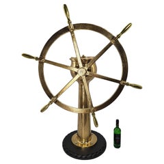 Outstanding Solid Brass Ships Wheel on Stand