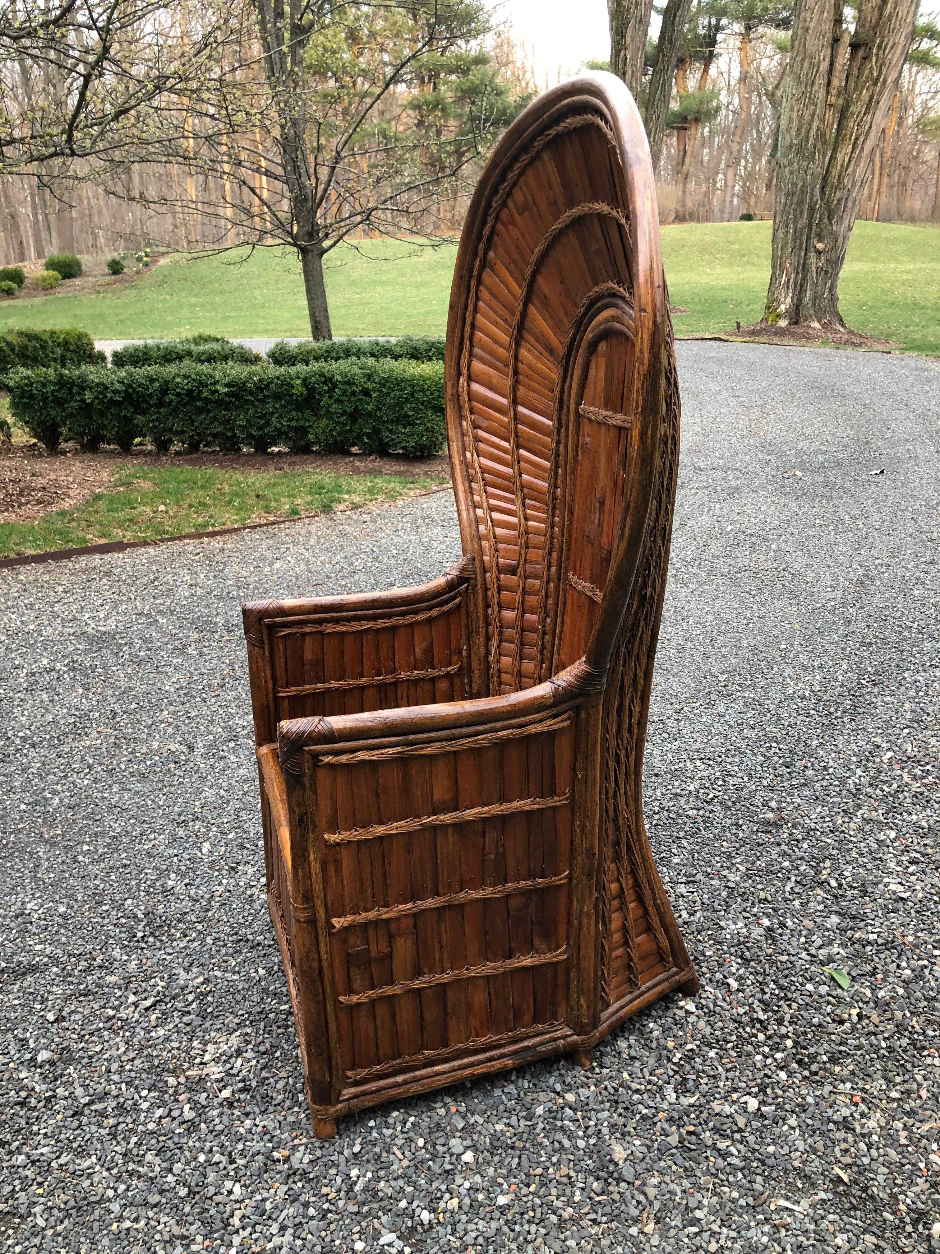 Mid-20th Century Outstanding Split Bamboo Peacock Club Chair