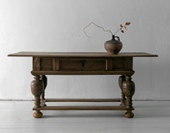 Swedish 17th Century Console or Center Table in Solid Oak