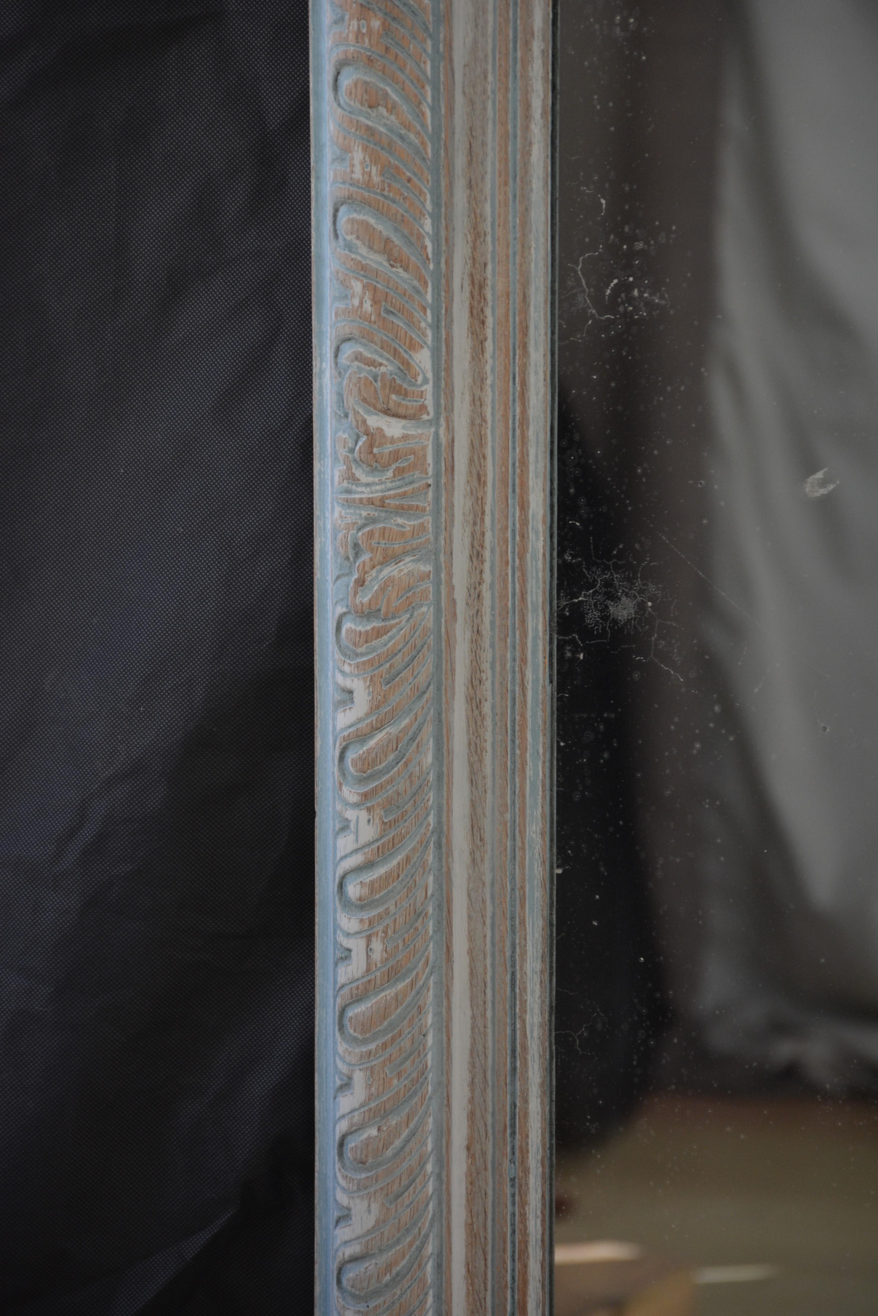 Country Superbe grand miroir d'appui en chêne ancien / miroir d'embarcadère vers 1880, H68.5