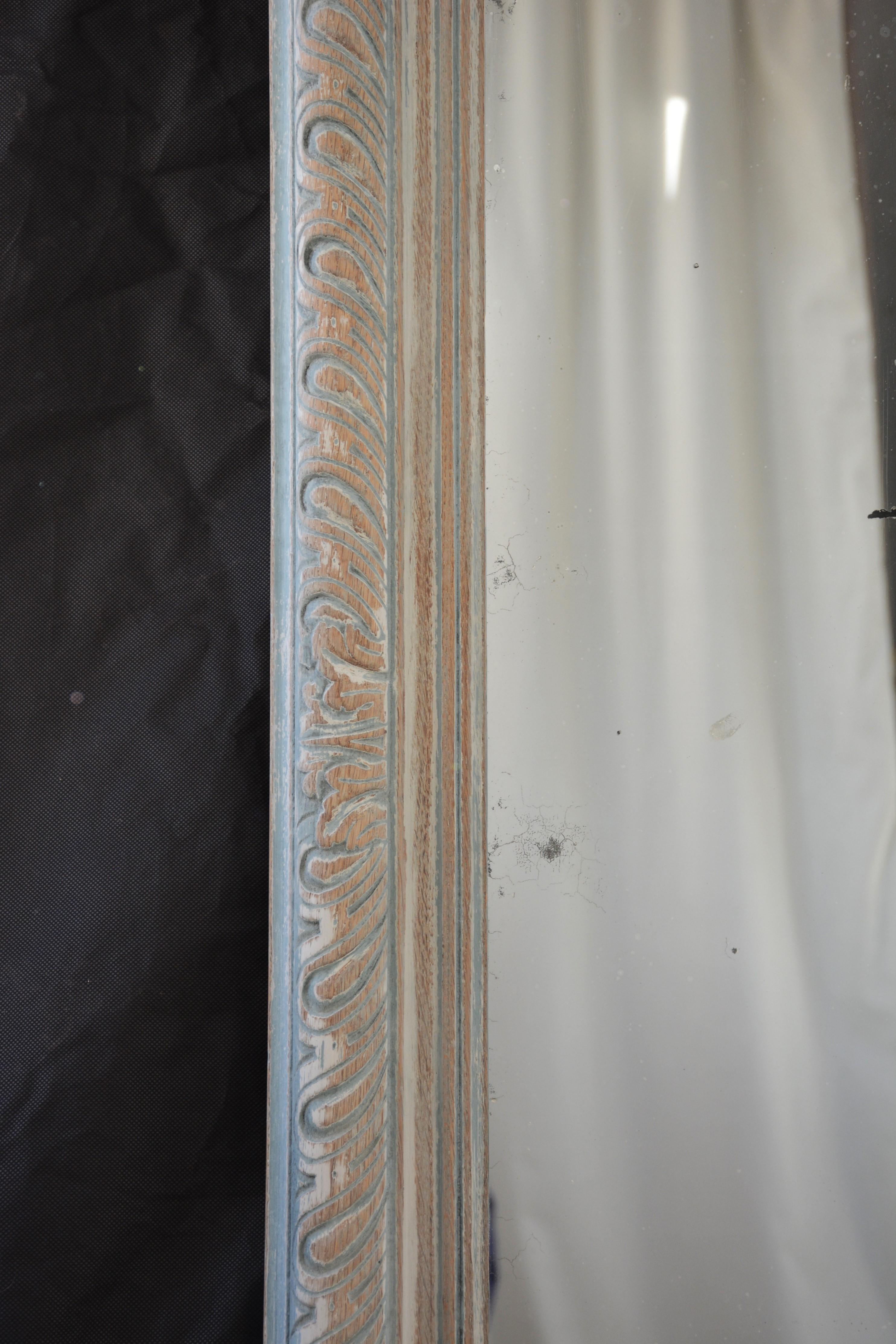 Français Superbe grand miroir d'appui en chêne ancien / miroir d'embarcadère vers 1880, H68.5