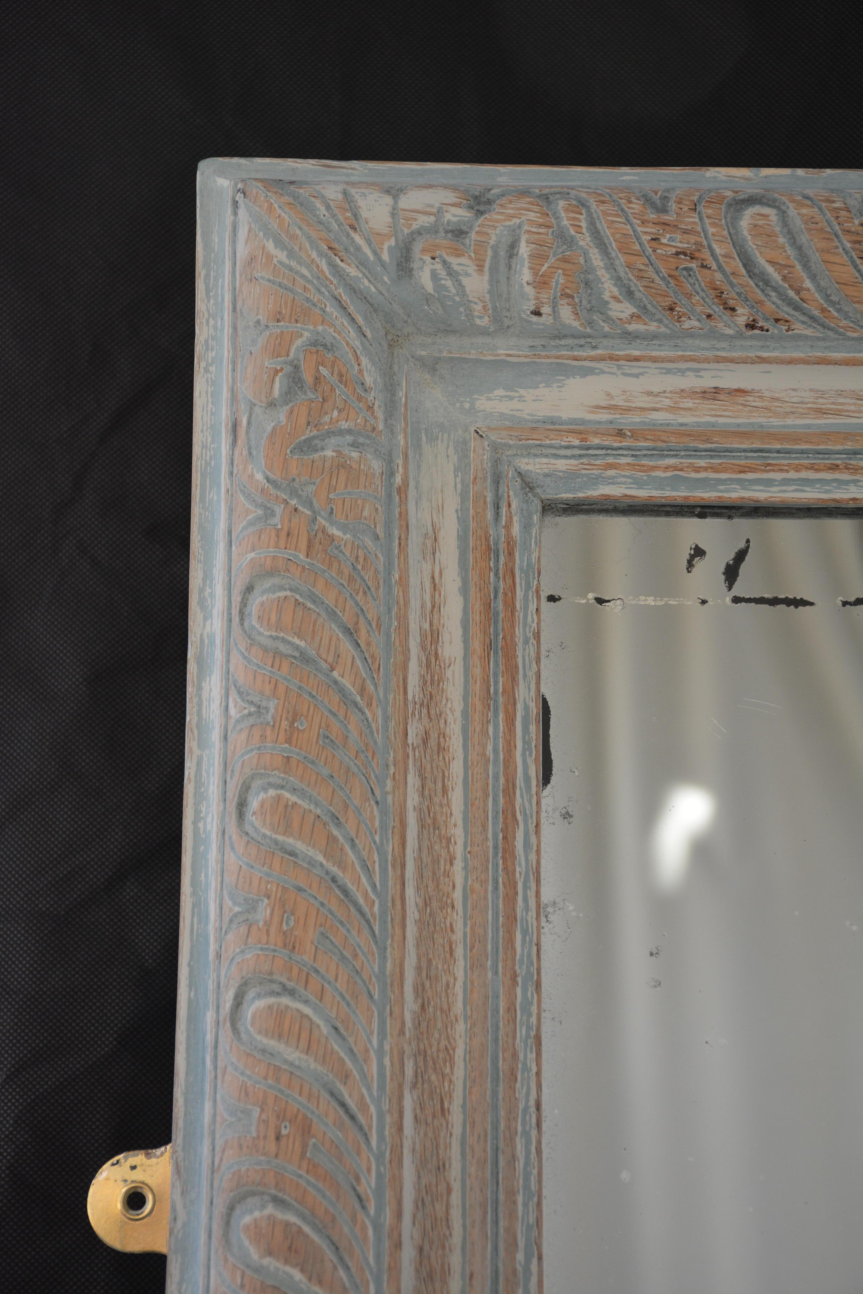 XIXe siècle Superbe grand miroir d'appui en chêne ancien / miroir d'embarcadère vers 1880, H68.5