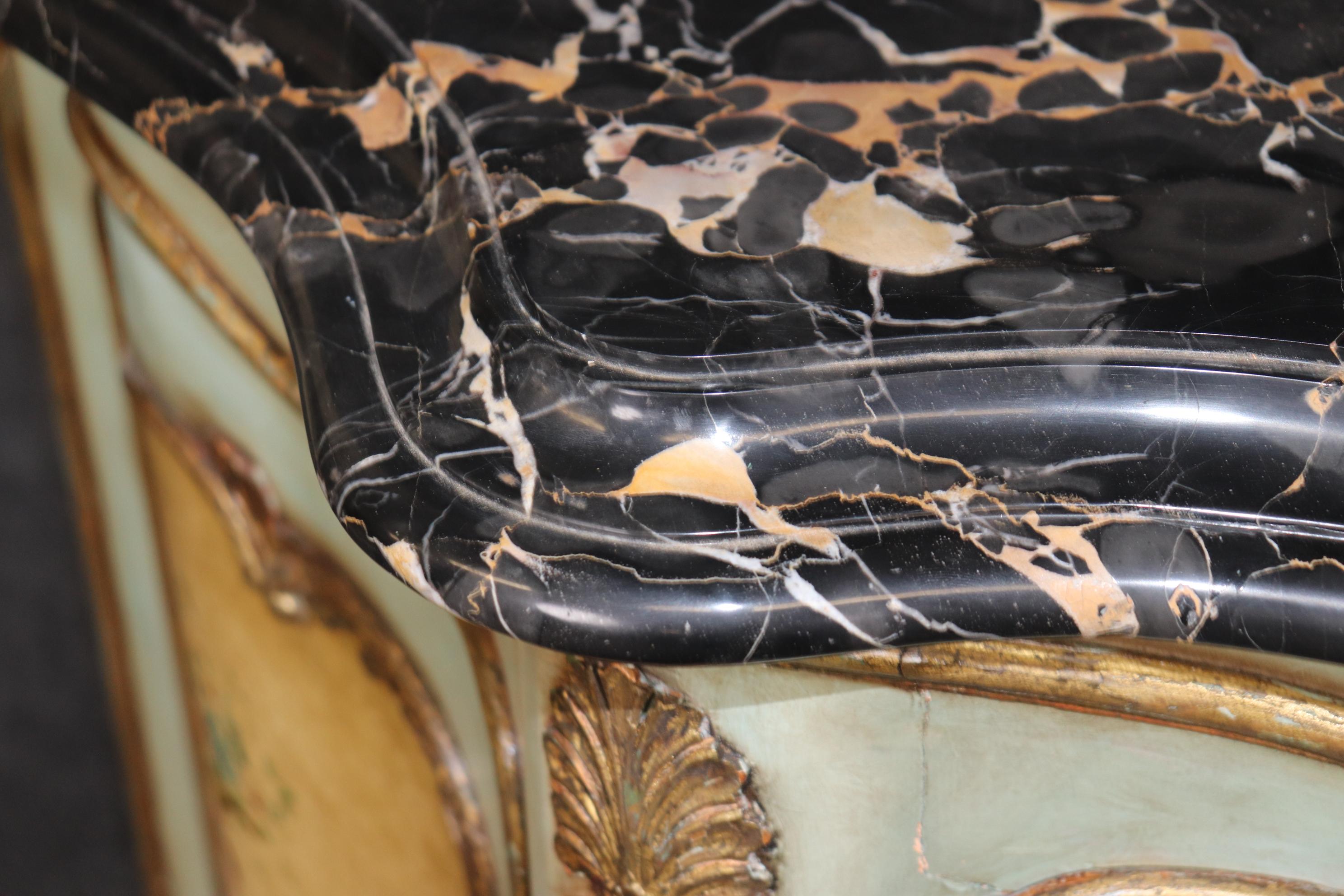 Outstanding Venetian Rococo Paint Decorated Portoro Marble Sideboard Buffet For Sale 5