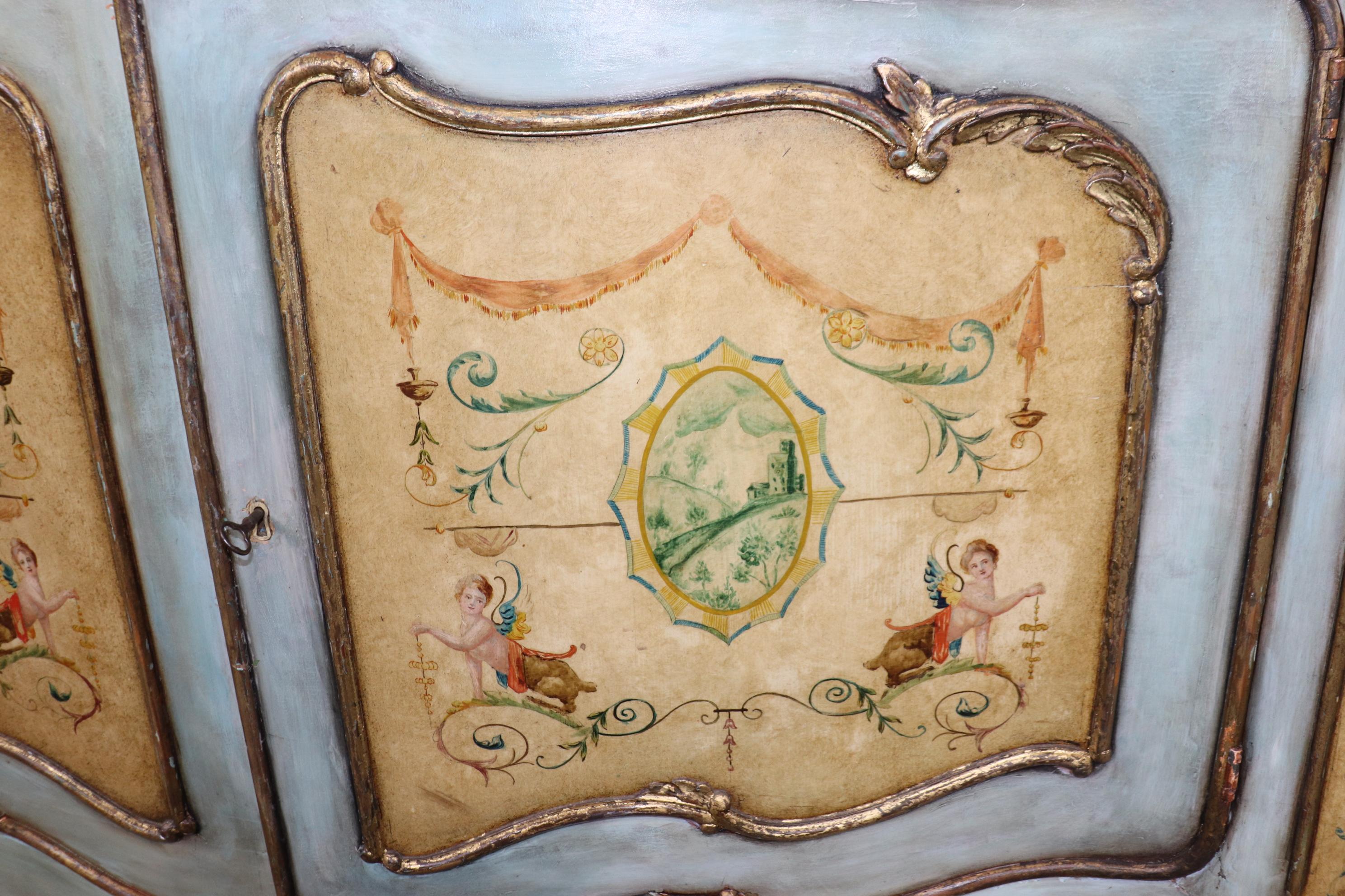 Outstanding Venetian Rococo Paint Decorated Portoro Marble Sideboard Buffet For Sale 2