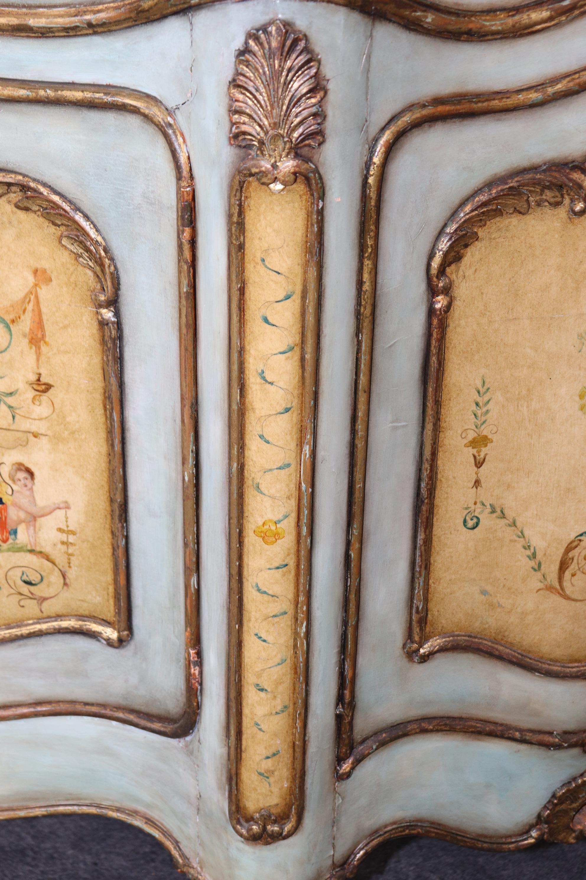 Outstanding Venetian Rococo Paint Decorated Portoro Marble Sideboard Buffet For Sale 3