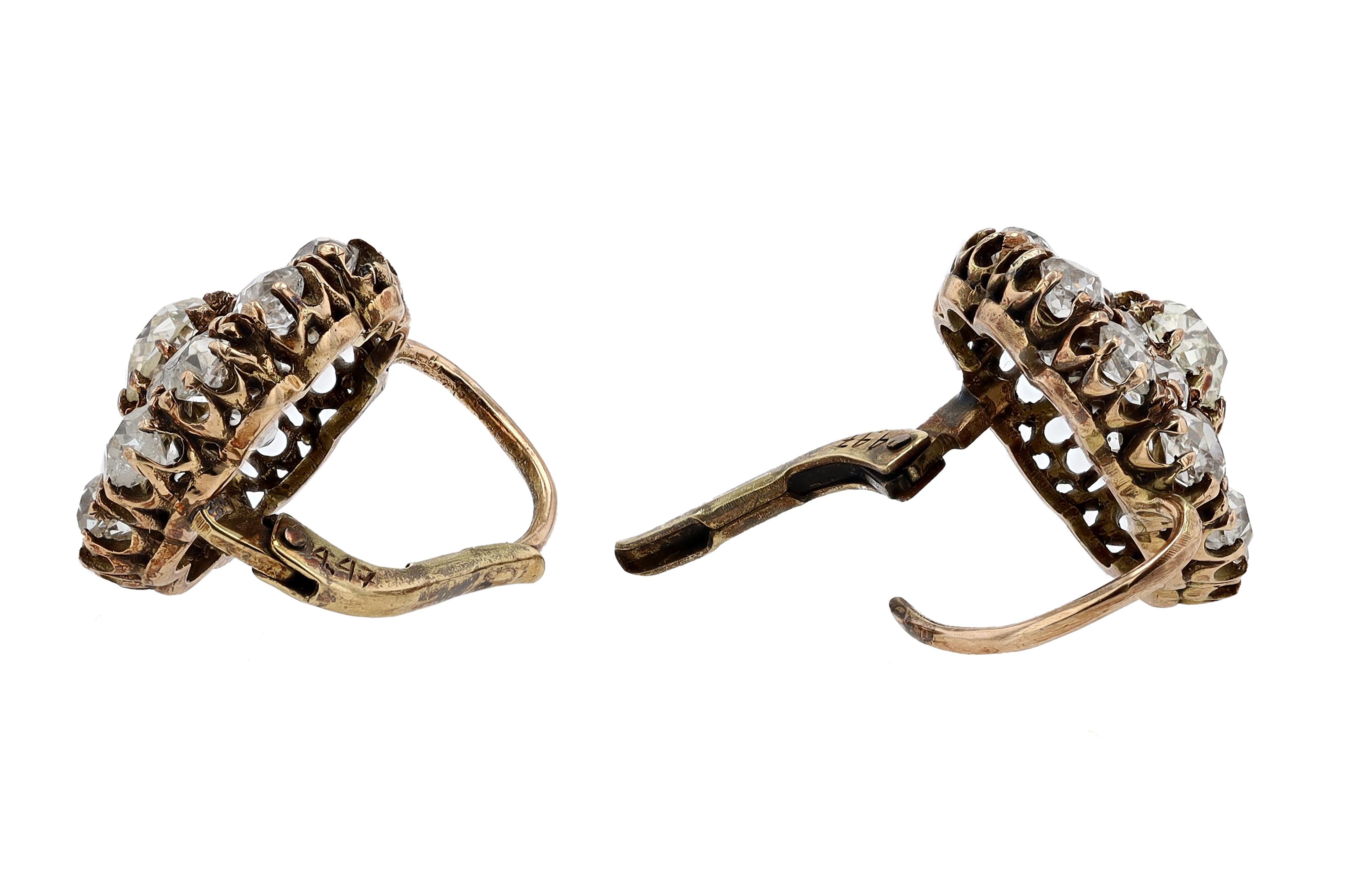 Women's Outstanding Victorian 5 1/2 Carat Old Mine Diamond Earrings