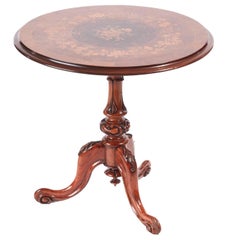 Antique Outstanding Victorian Burr Walnut Inlaid Marquetry Wine / Lamp Table