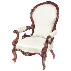 Outstanding Victorian Carved Walnut Armchair