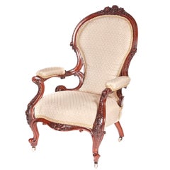 Outstanding Victorian Carved Walnut Armchair