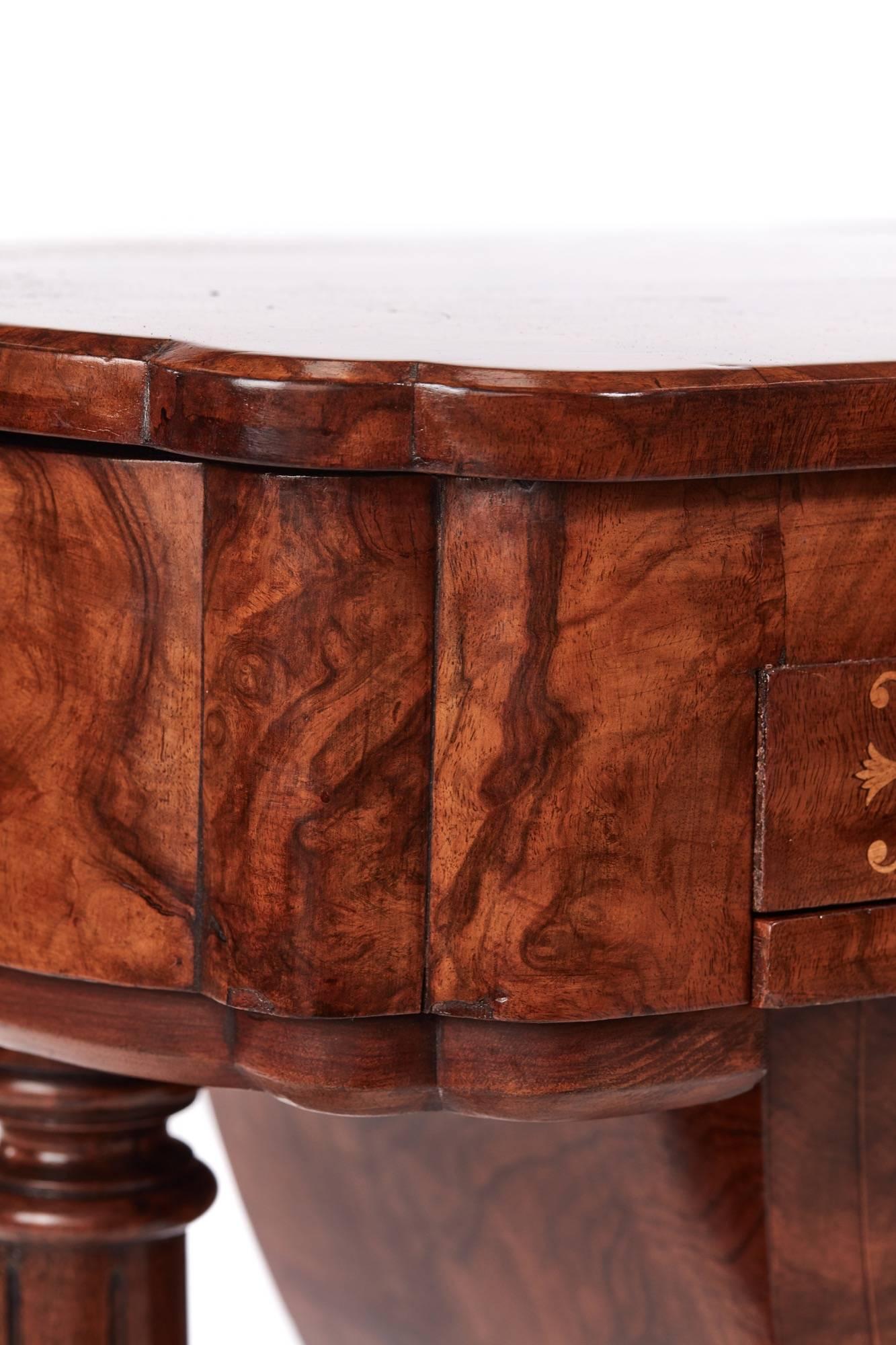 Outstanding Victorian Freestanding Inlaid Burr Walnut Writing or Sewing Table For Sale 6