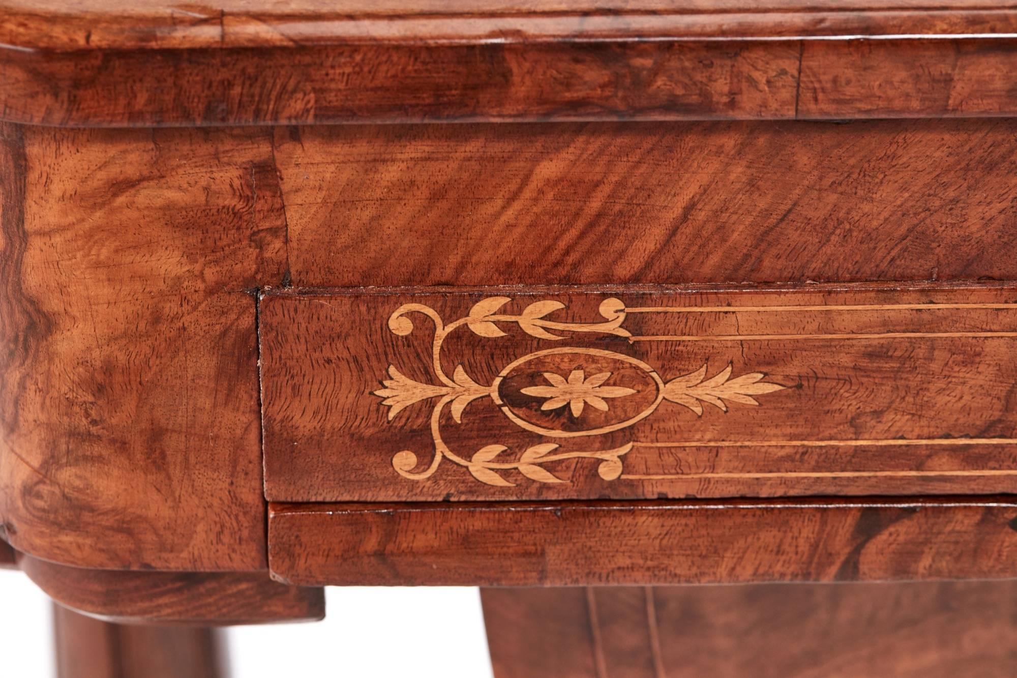 Outstanding Victorian Freestanding Inlaid Burr Walnut Writing or Sewing Table For Sale 1