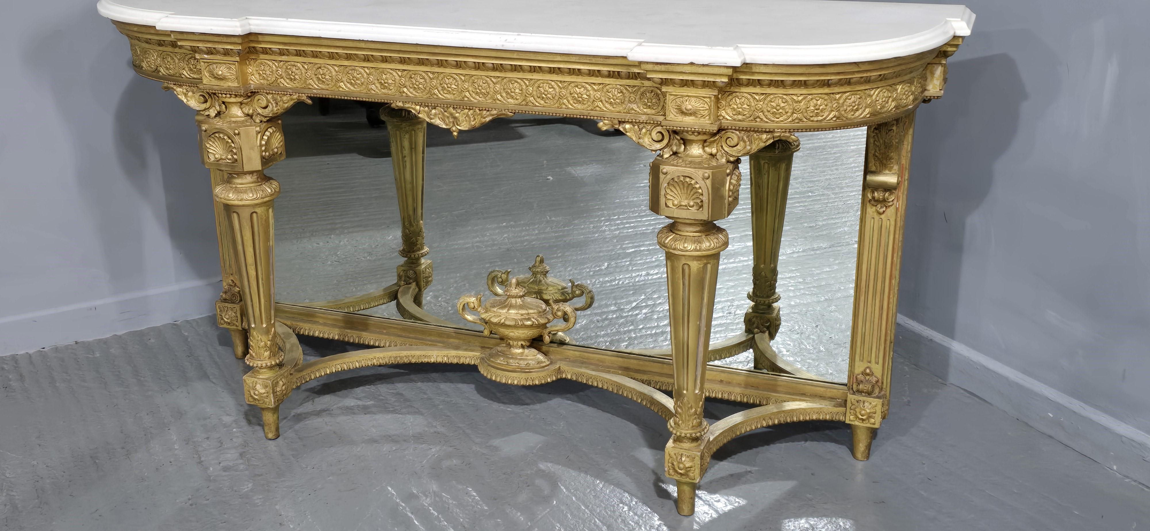 Excepcional consola victoriana dorada siglo XIX en venta