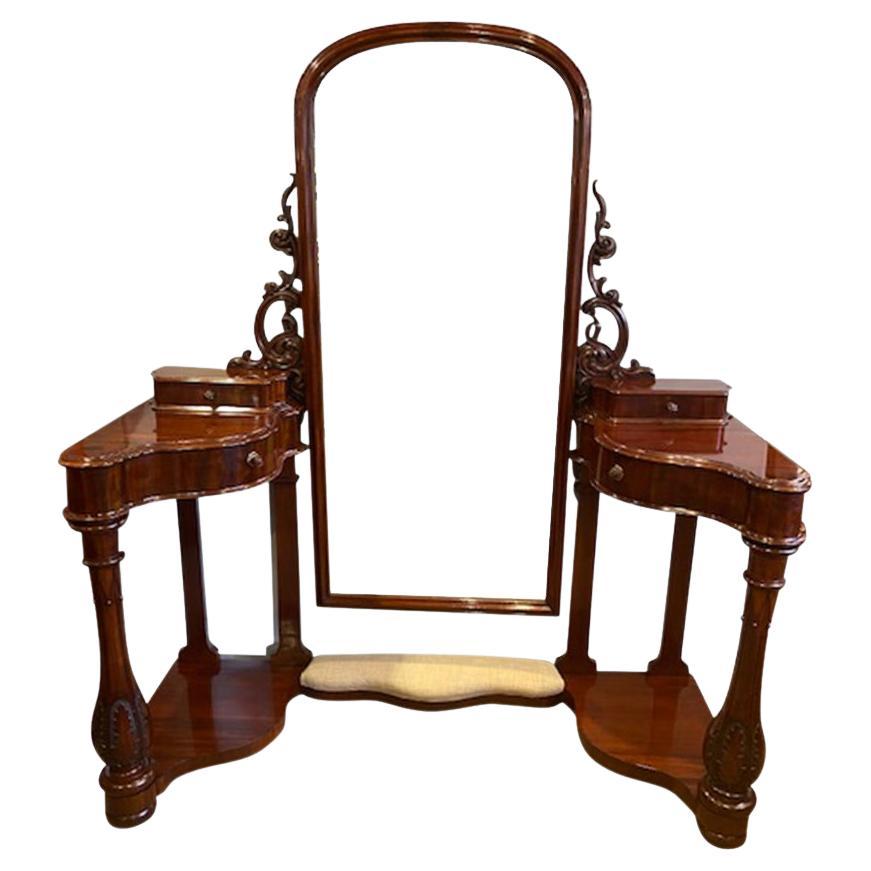 Outstanding Victorian Mahogany Queen Dressing Table For Sale