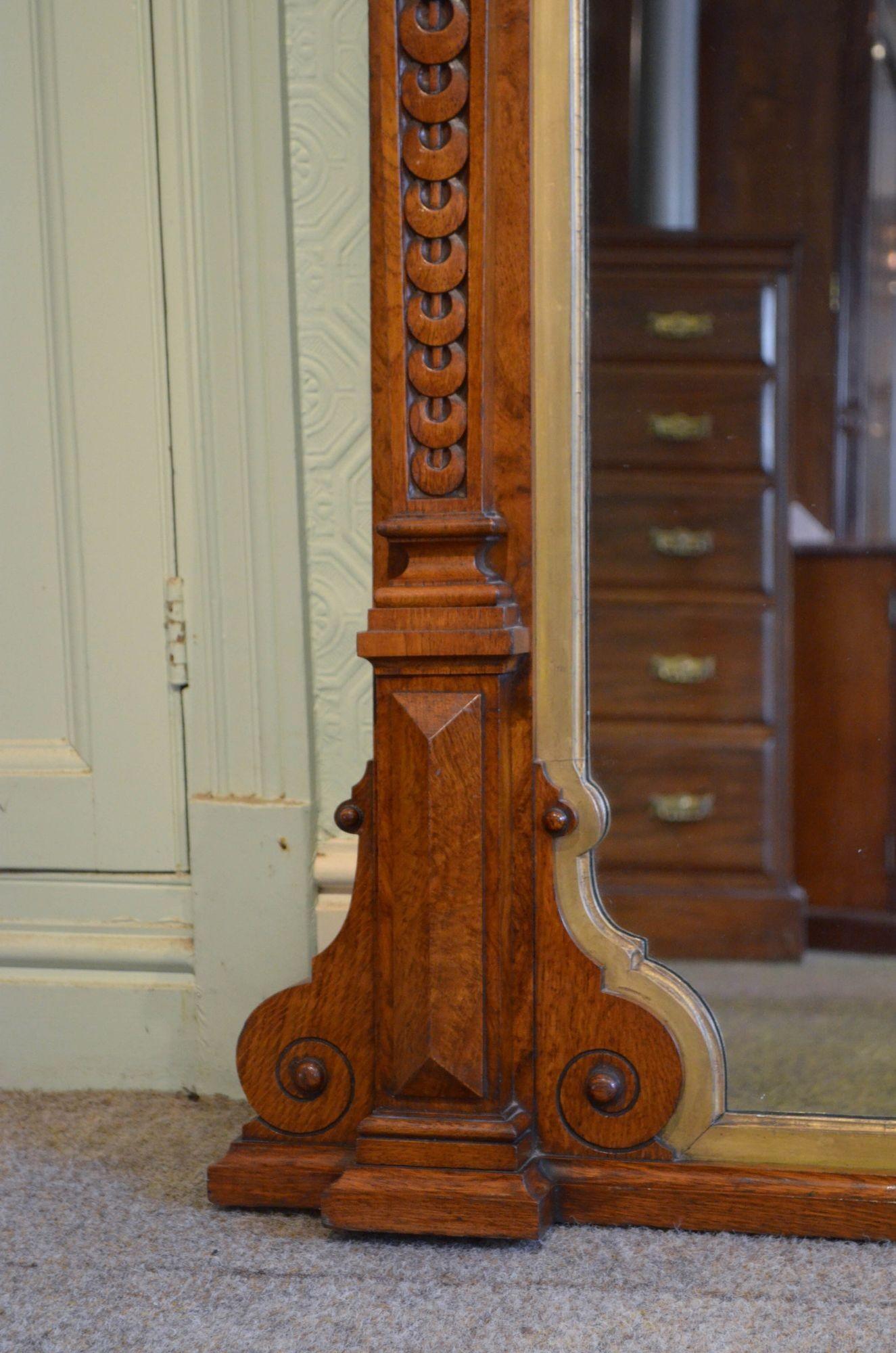 Inglese Eccezionale specchio da parete vittoriano in Oak Oak H167cm in vendita