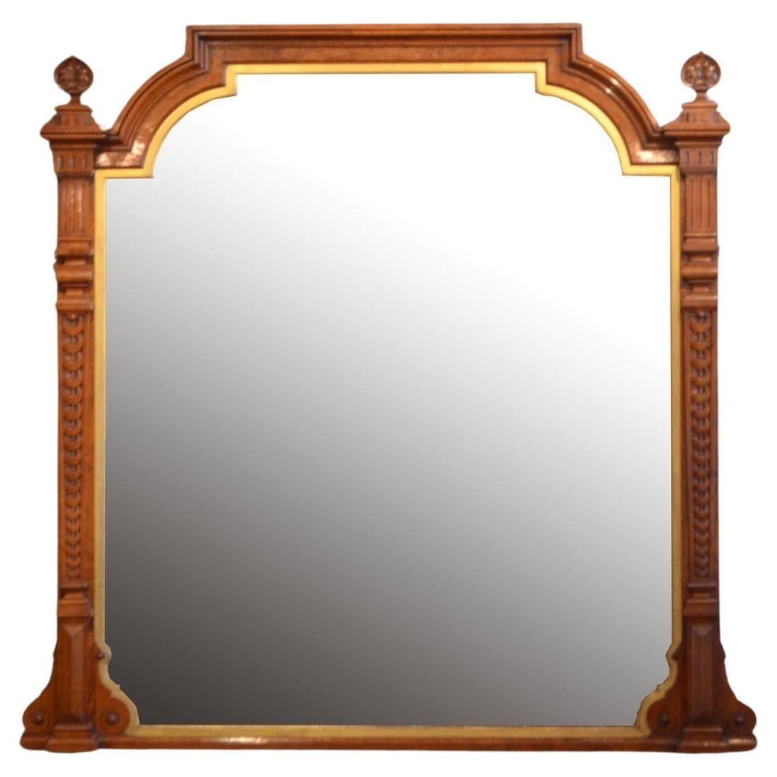 Outstanding Victorian Pollard Oak Wall Mirror H167cm For Sale