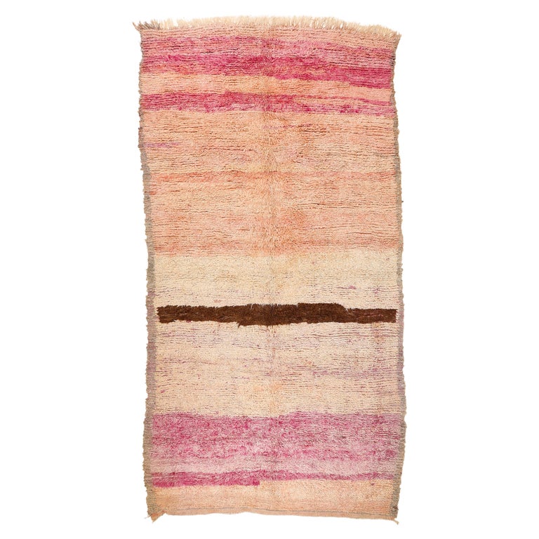 Outstanding Vintage Light Pink Beni Mguild Open Field Moroccan Berber ...