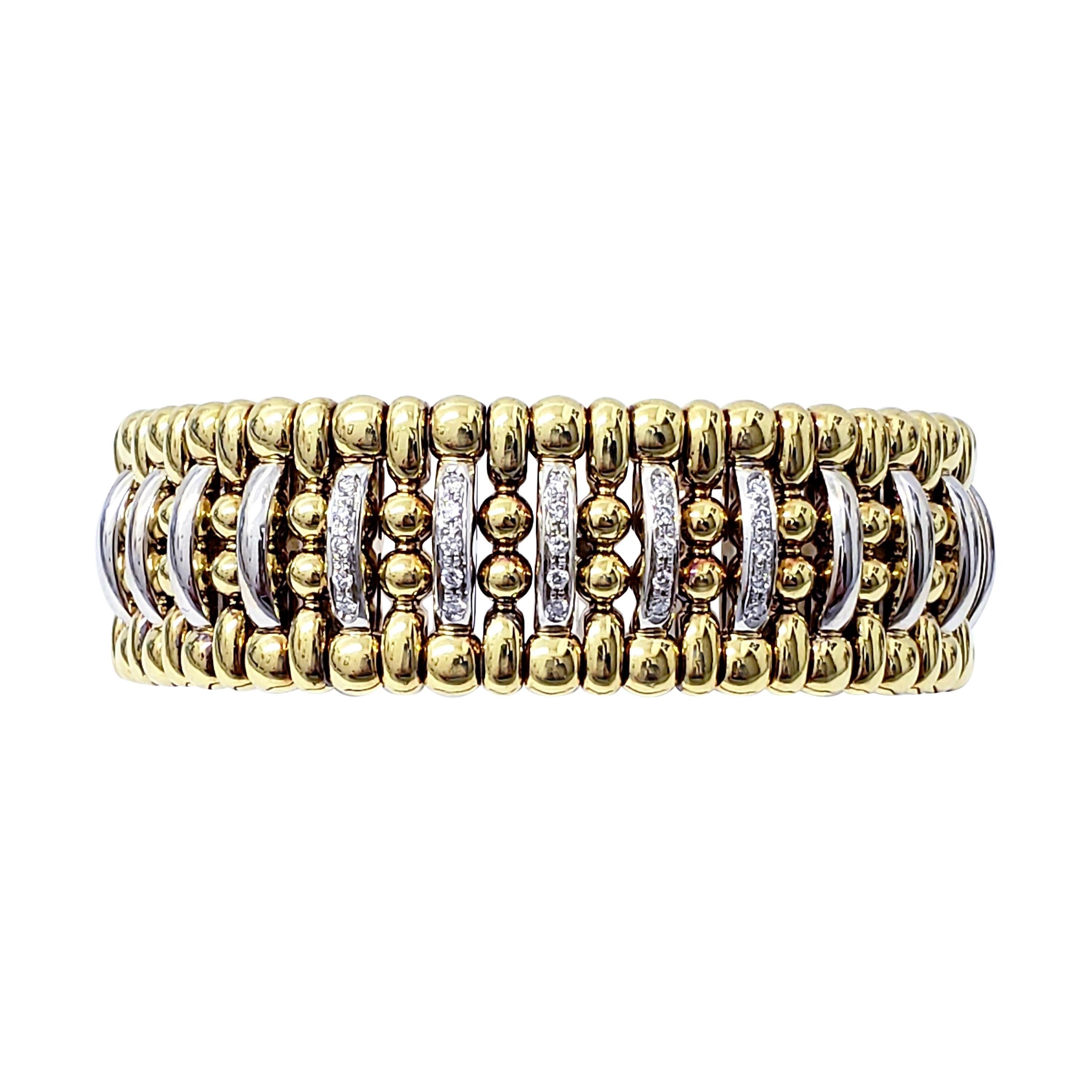 Roberto Coin Wide Bangle Cuff 18k Gold With Diamonds