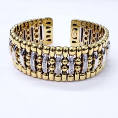 Roberto Coin Wide Bangle Cuff 18k Gold With Diamonds