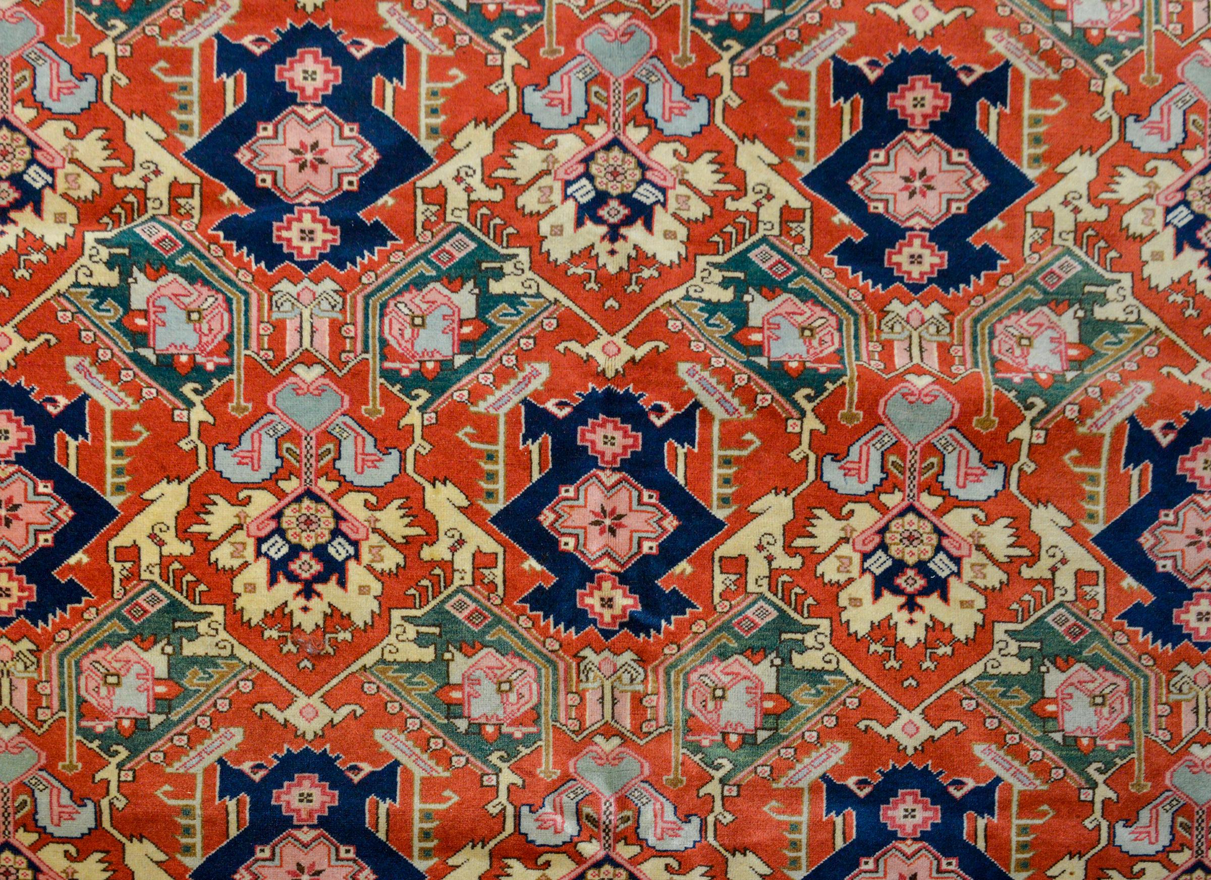 Hervorragender Teppich im Vintage-Stil im Serapi-Stil (Ende des 20. Jahrhunderts) im Angebot