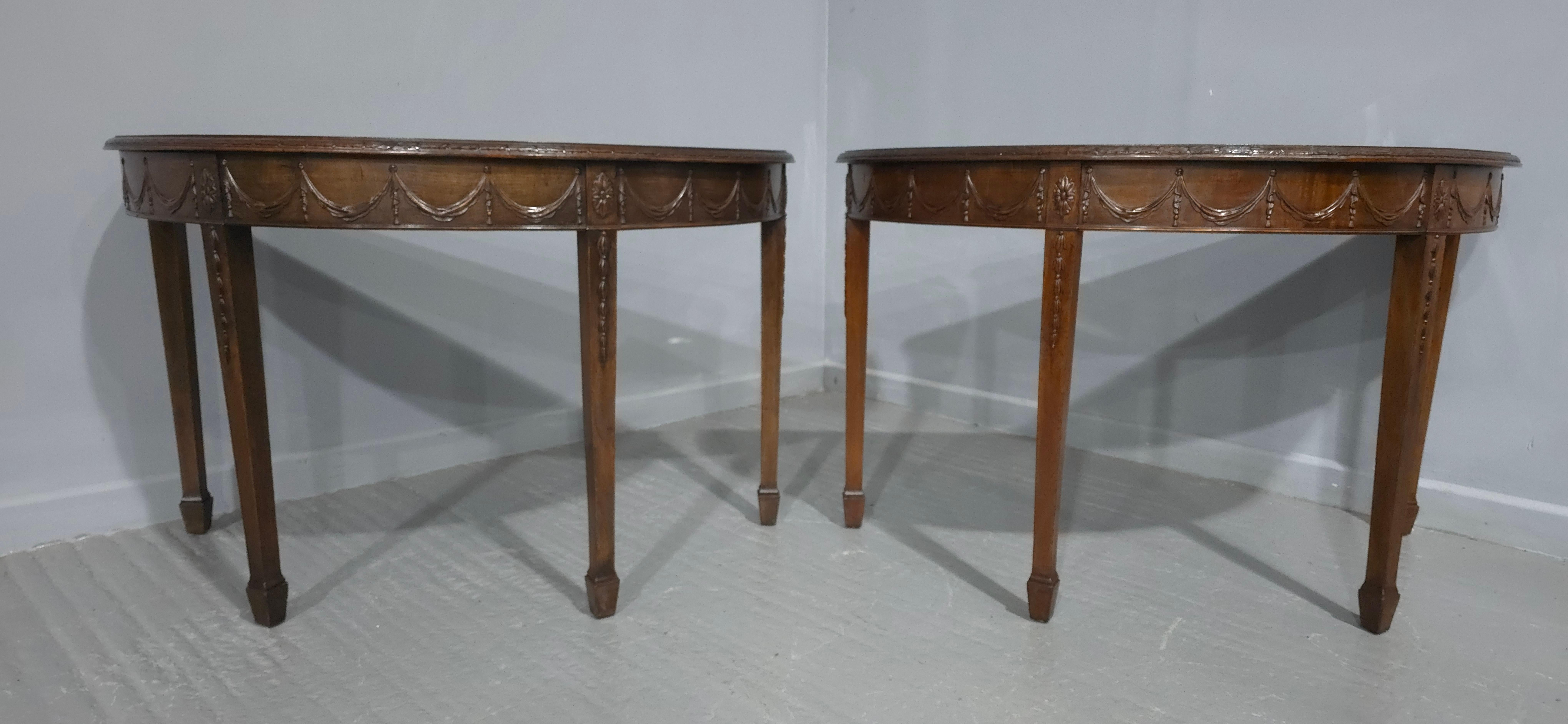 Adam Style Outstaning Pair Mahogany Console Tables by James Shoolbred For Sale