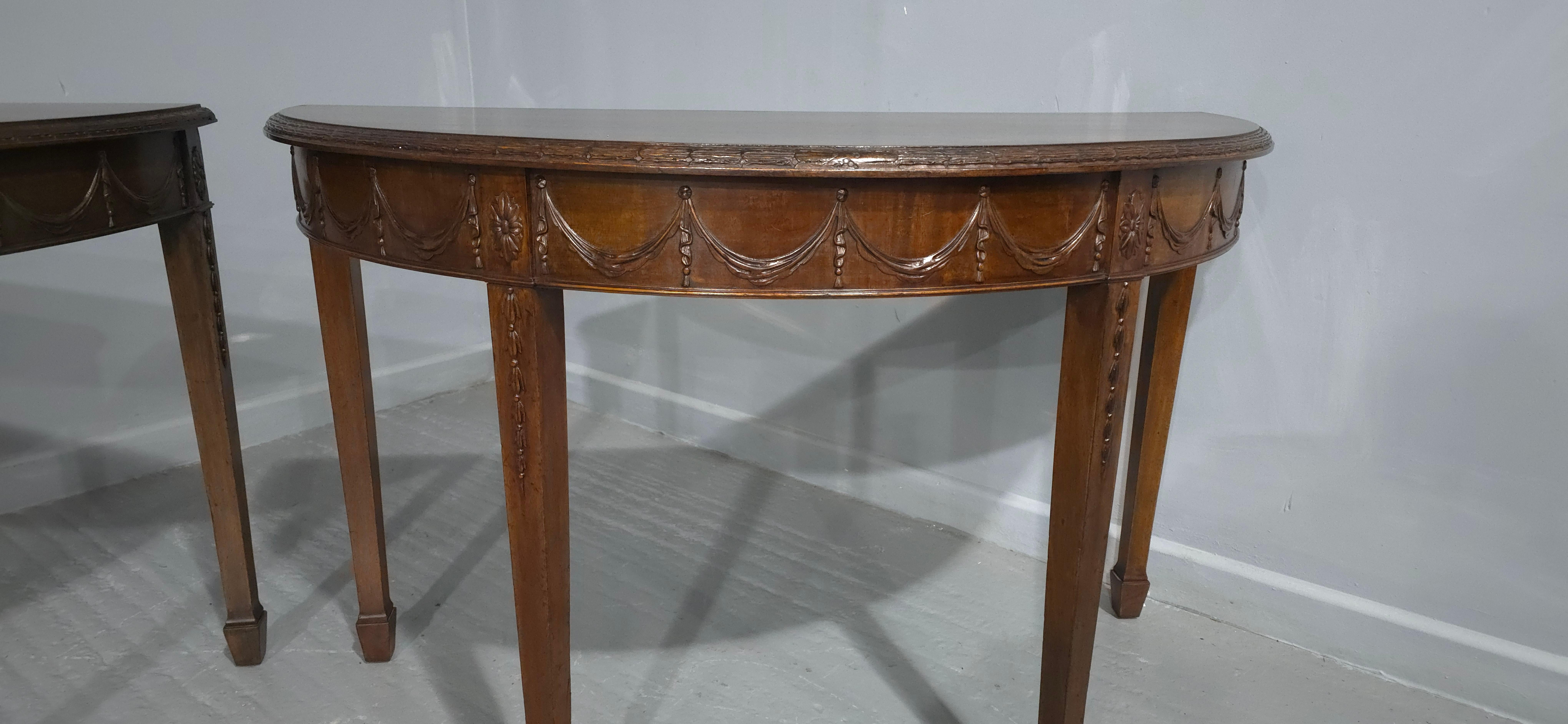 English Outstaning Pair Mahogany Console Tables by James Shoolbred For Sale