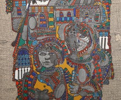 Duett, Volkskunst-Lithographie von Ovadia Alkara