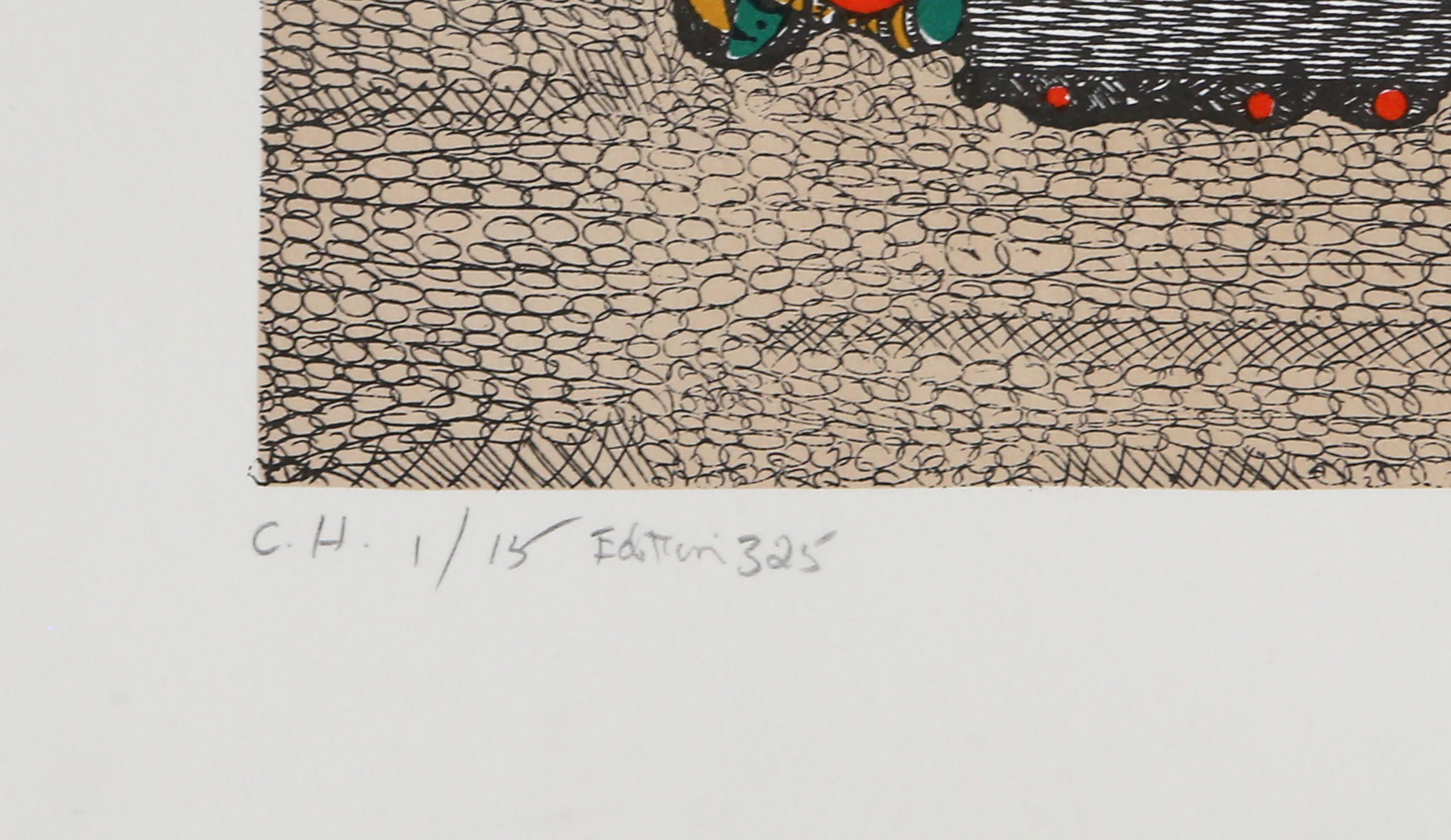 Duet, Folk Art Lithograph by Ovadia Alkara For Sale 3